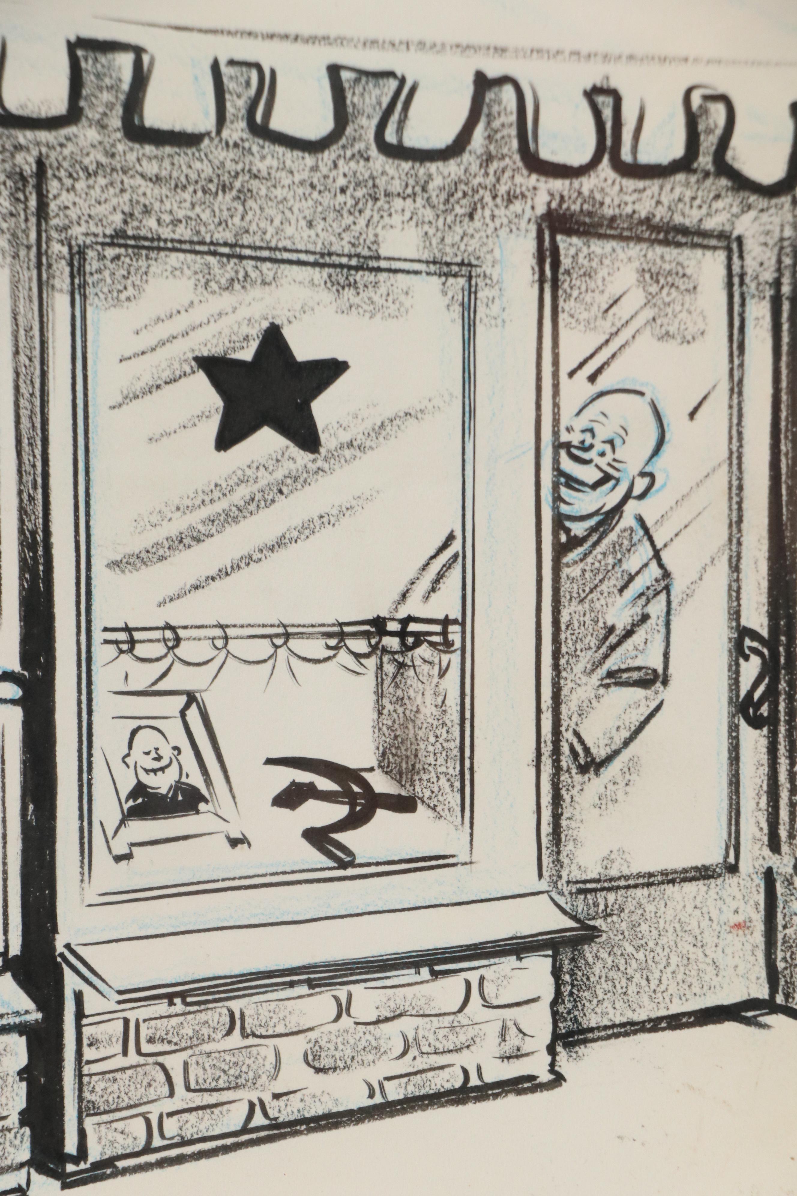 Charles Werner Mixed Media Cartoon Illustration "Gimme Some More Money...,"