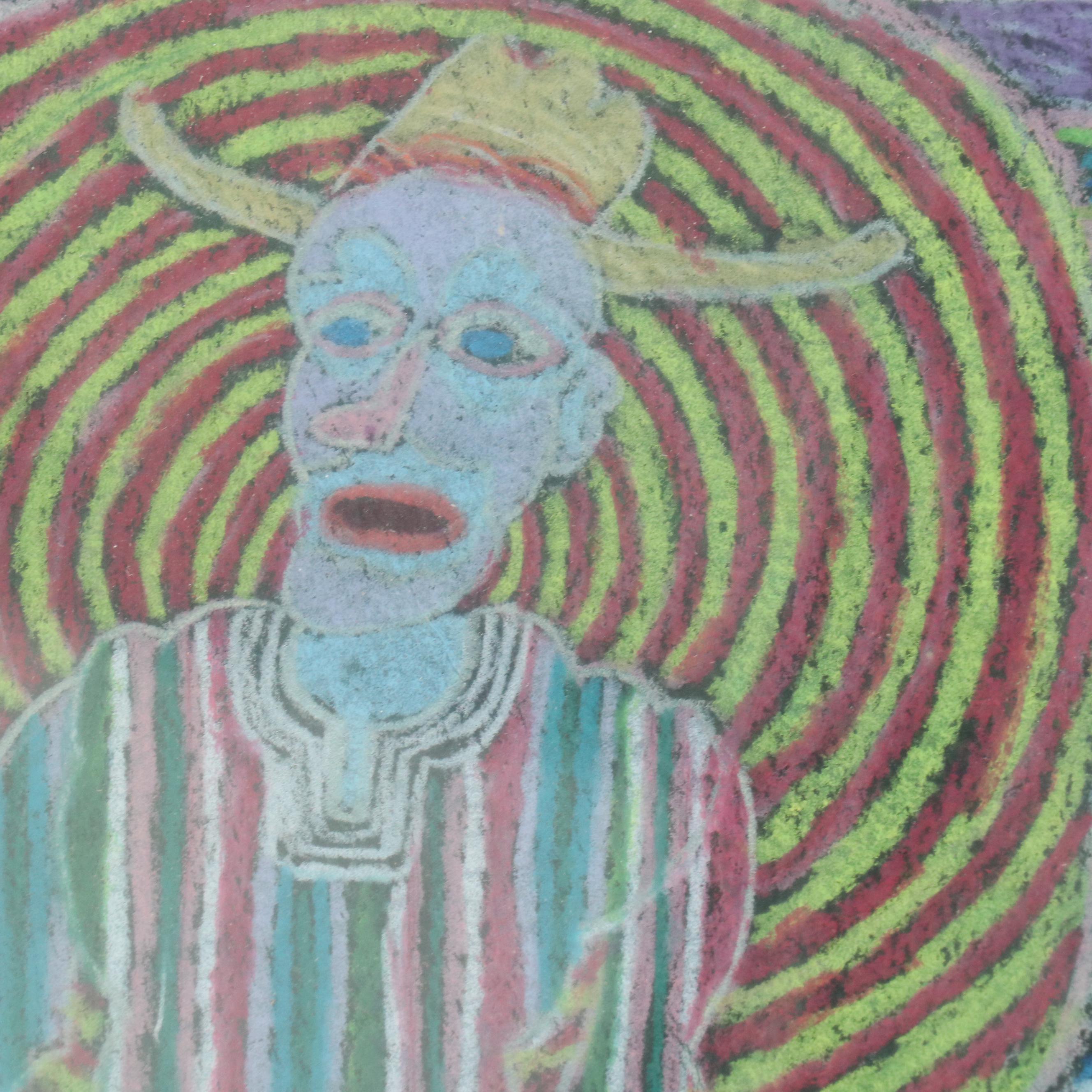 Pastel Drawing "Masks Dance in Tierkou, B.F.," 1980