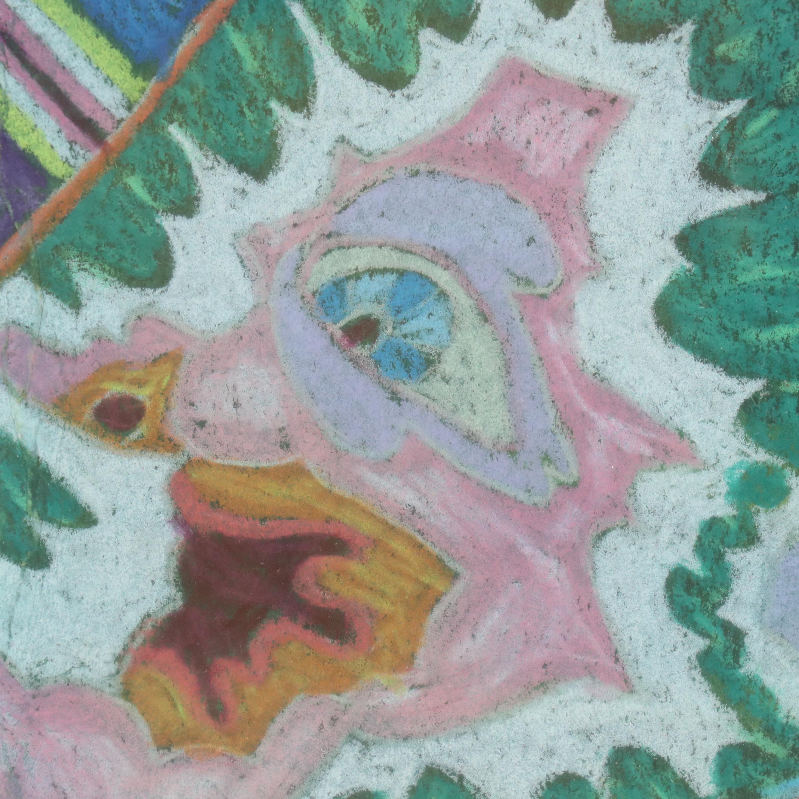 Pastel Drawing "Masks Dance in Tierkou, B.F.," 1980