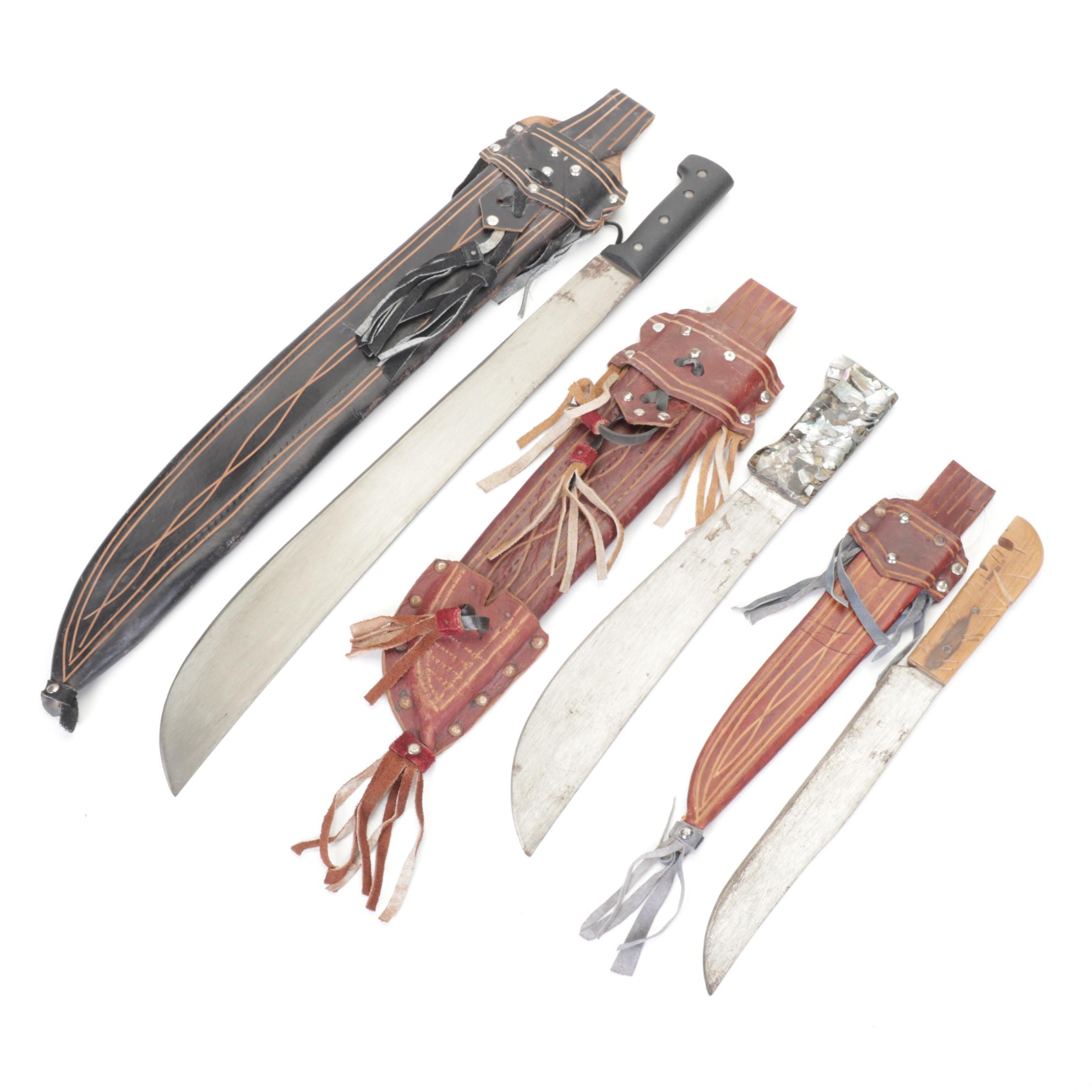 Promedoca Machetes & Knife with Hand-Crafted Leather Sheaths