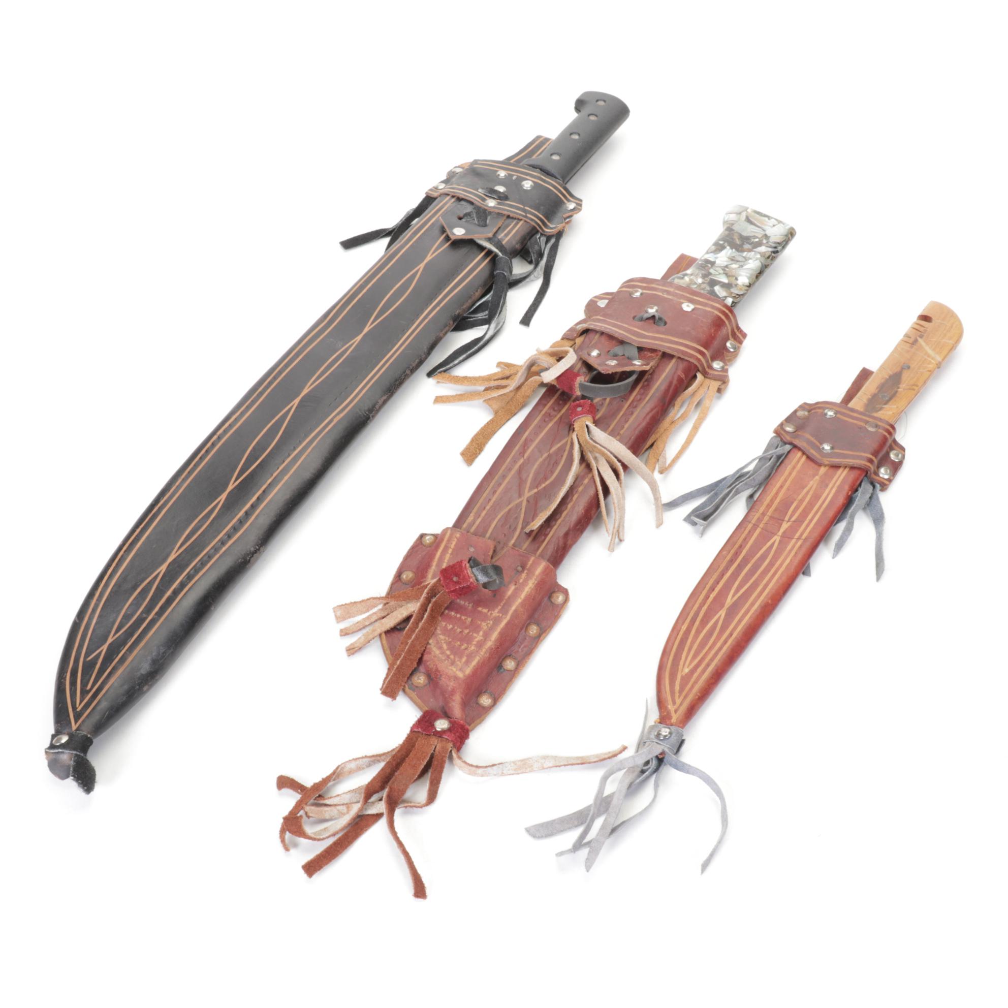 Promedoca Machetes & Knife with Hand-Crafted Leather Sheaths