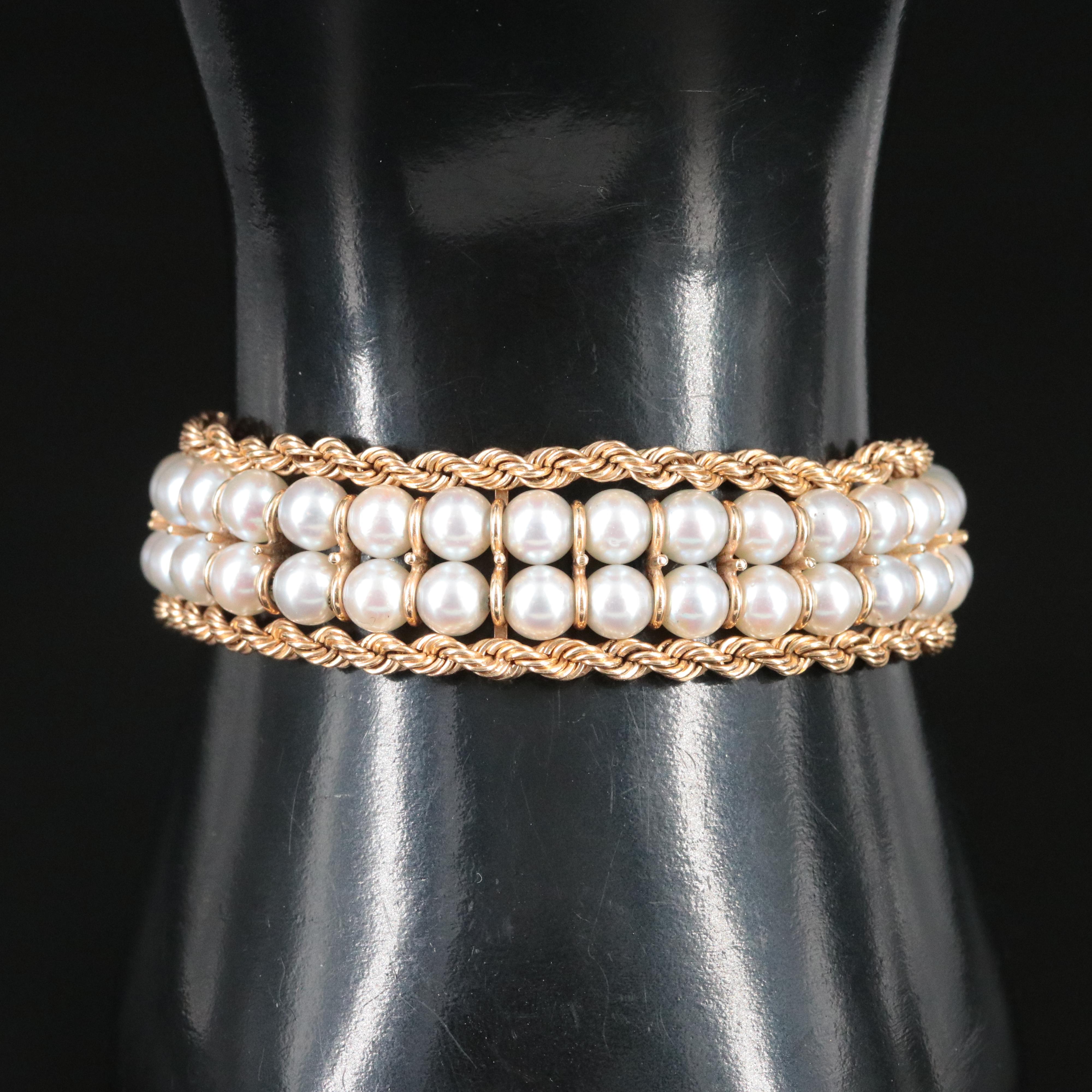 14K Rope and Pearl Bracelet