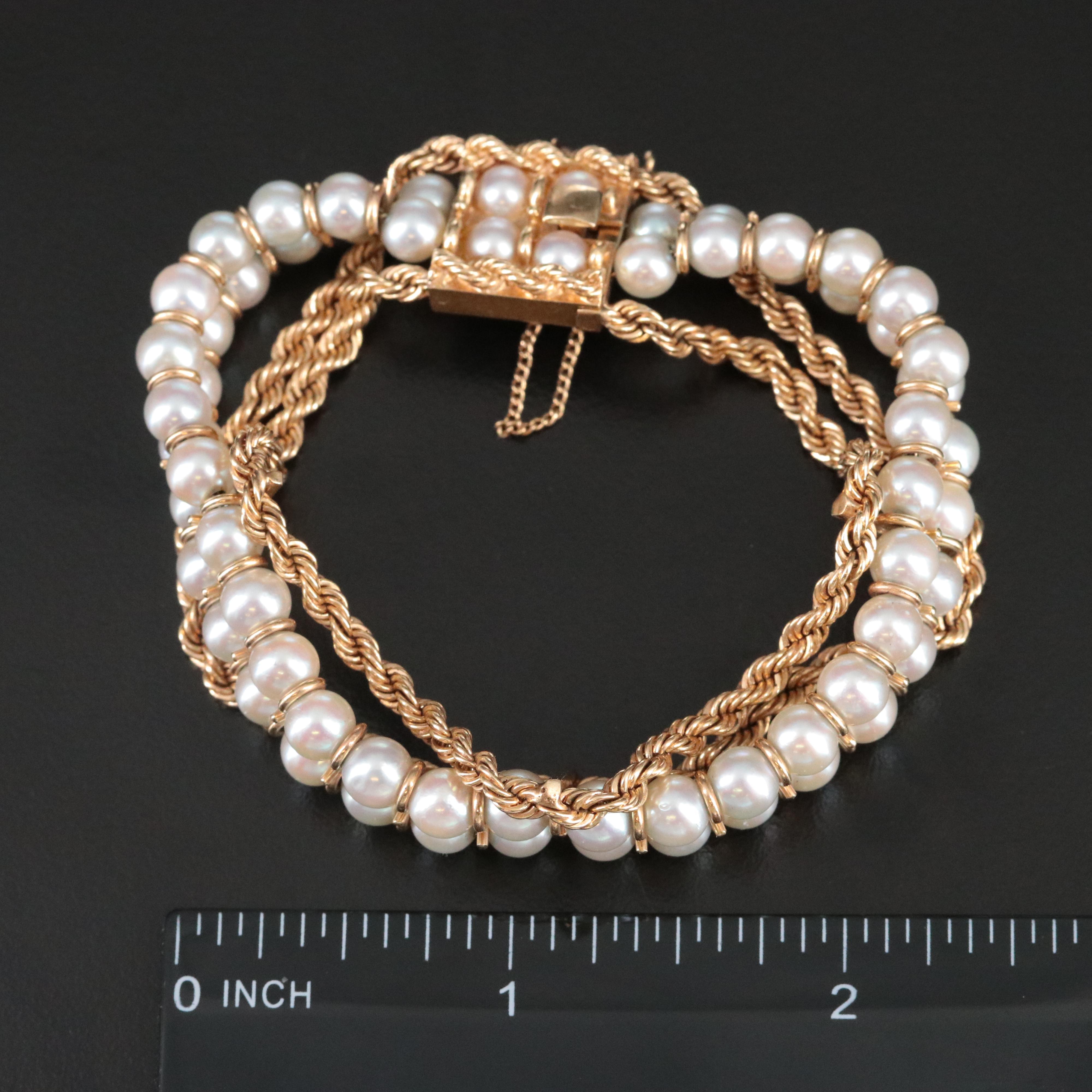 14K Rope and Pearl Bracelet