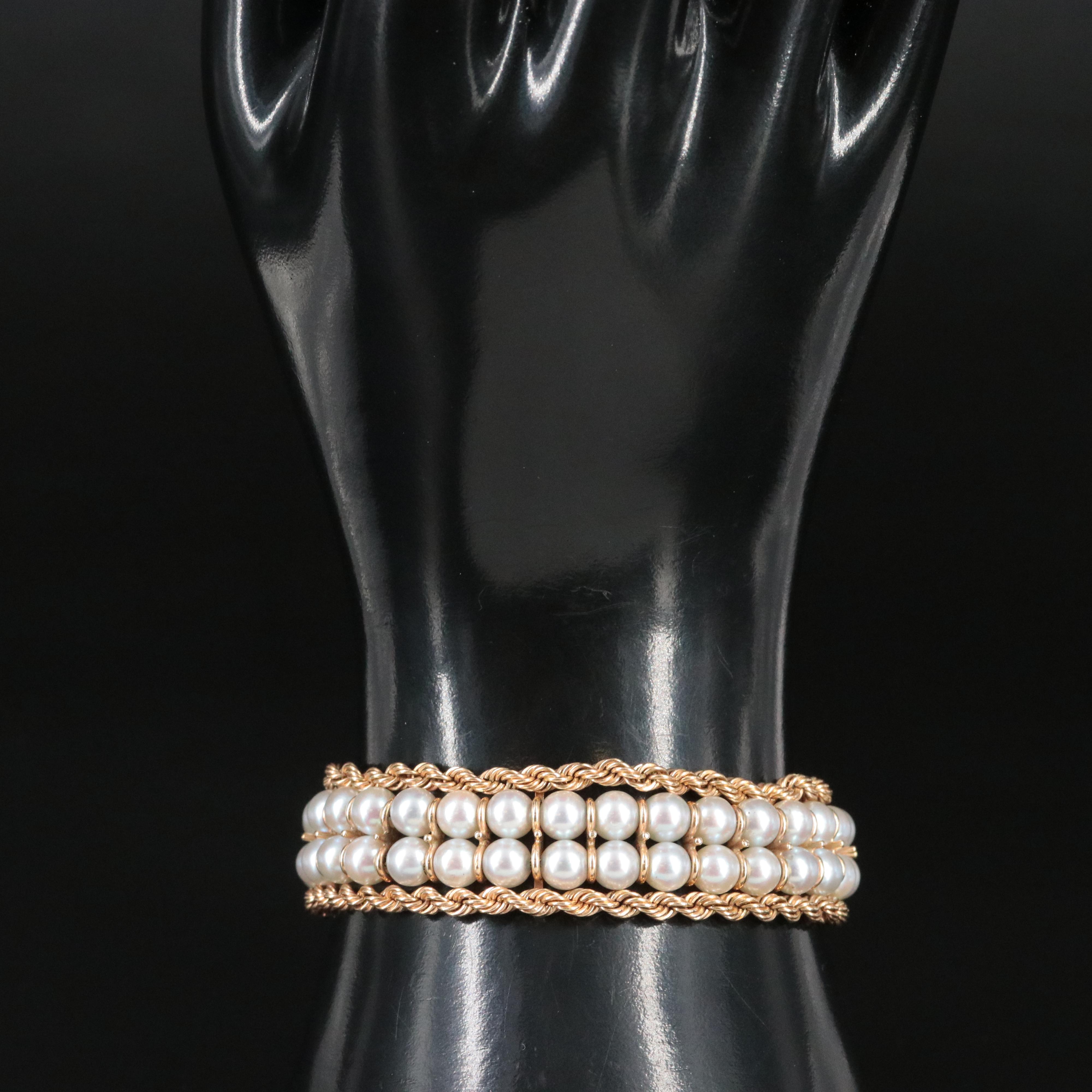 14K Rope and Pearl Bracelet