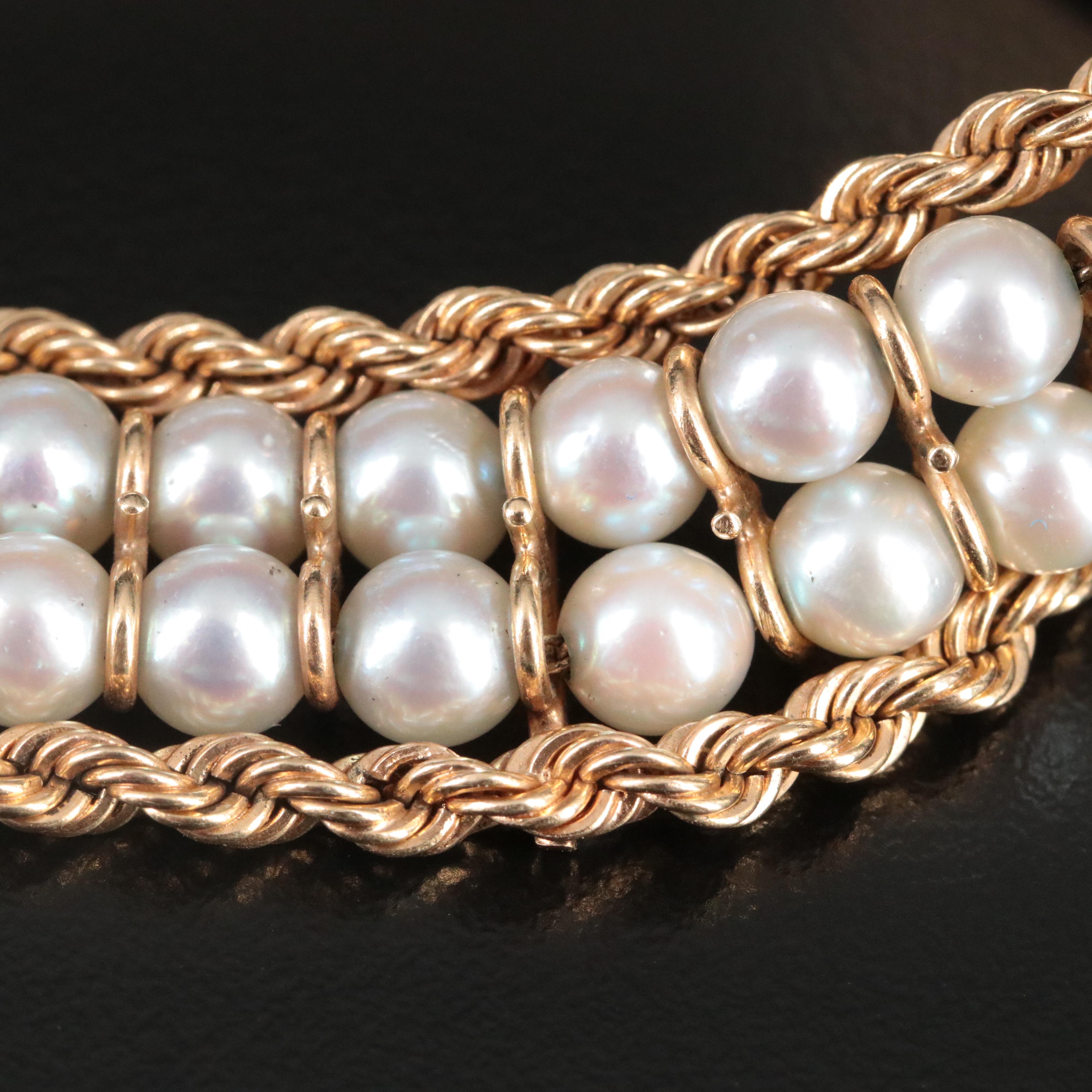14K Rope and Pearl Bracelet