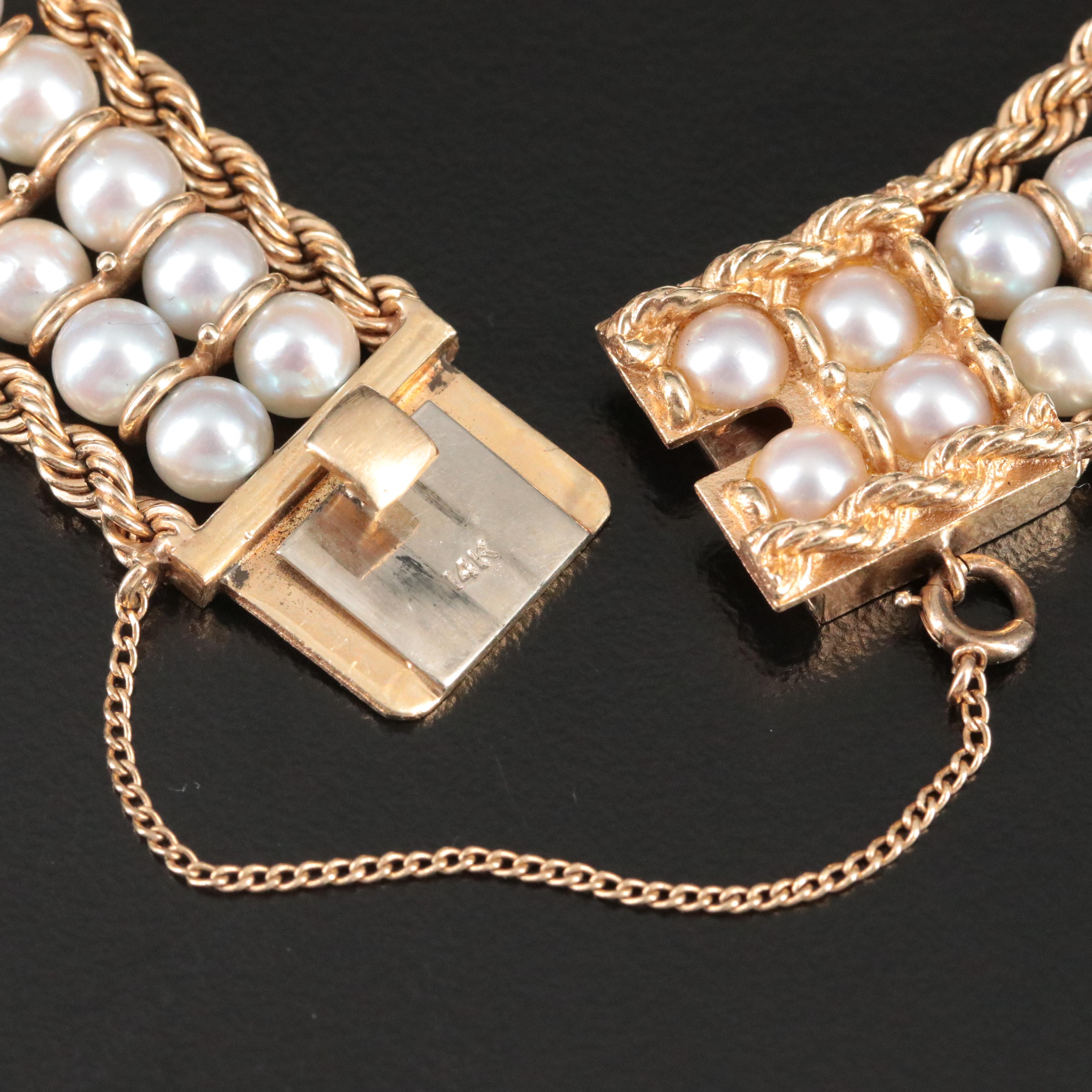14K Rope and Pearl Bracelet