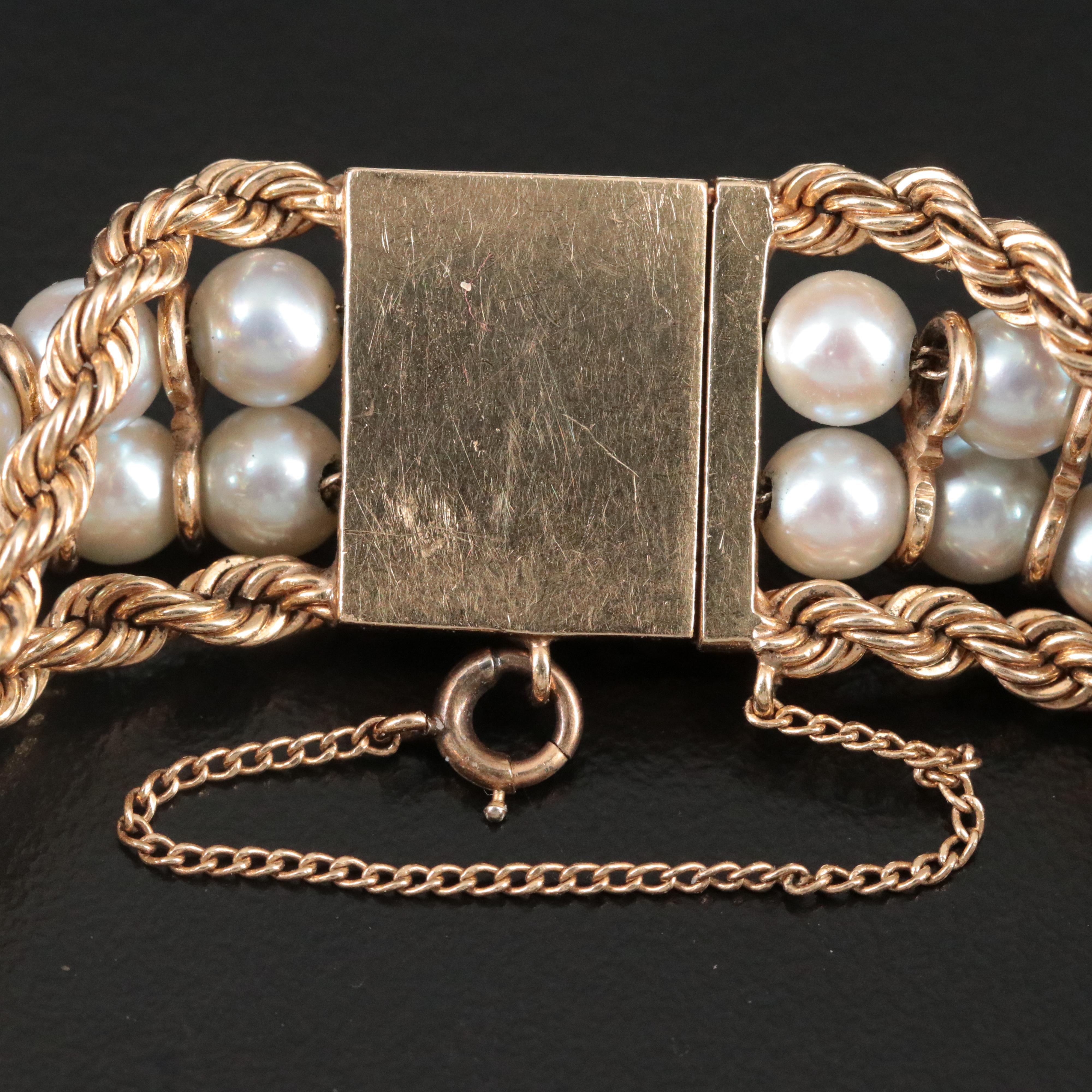 14K Rope and Pearl Bracelet