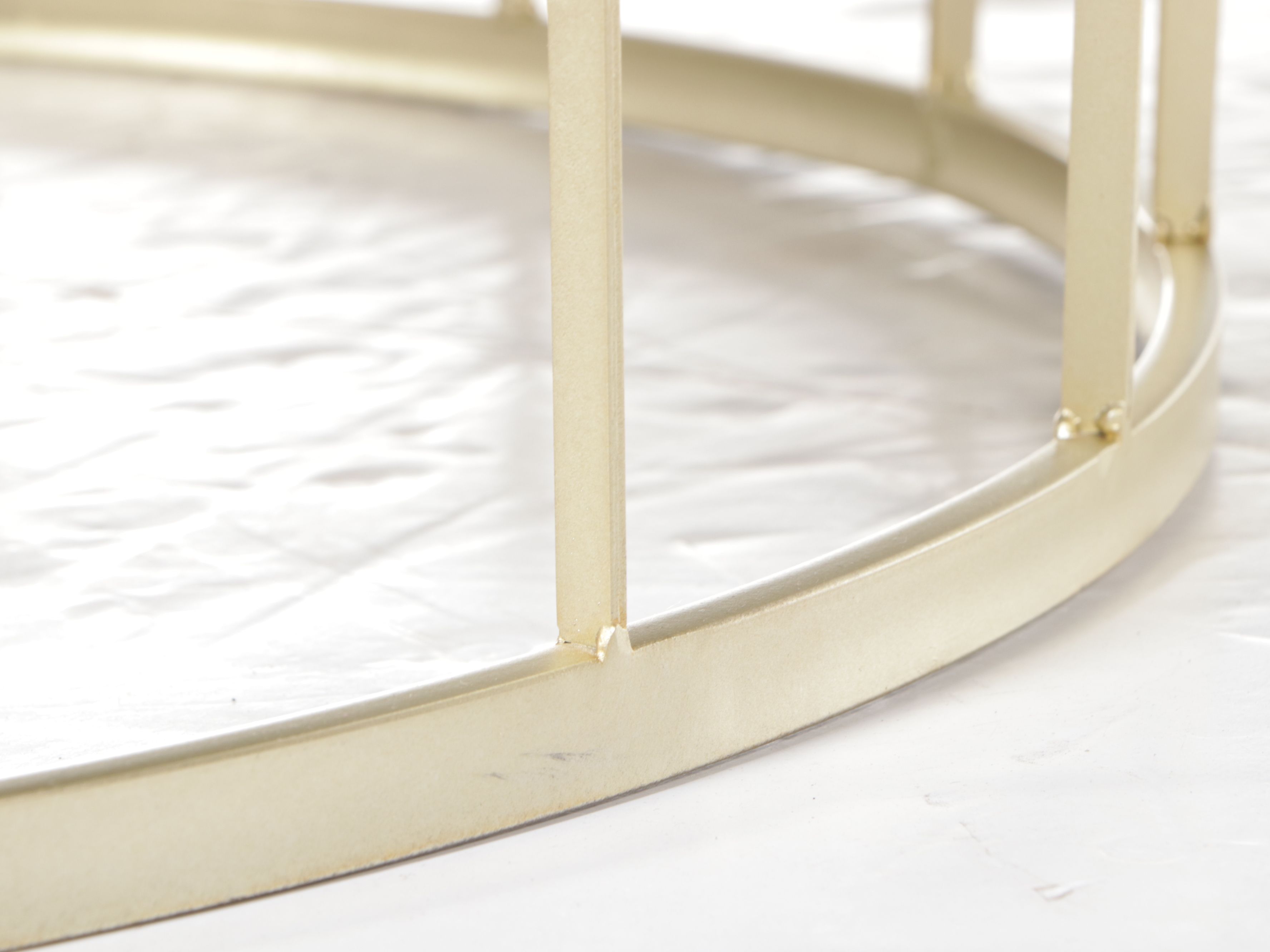 Contemporary Brass Finish Metal Coffee Table with Mirrored Top