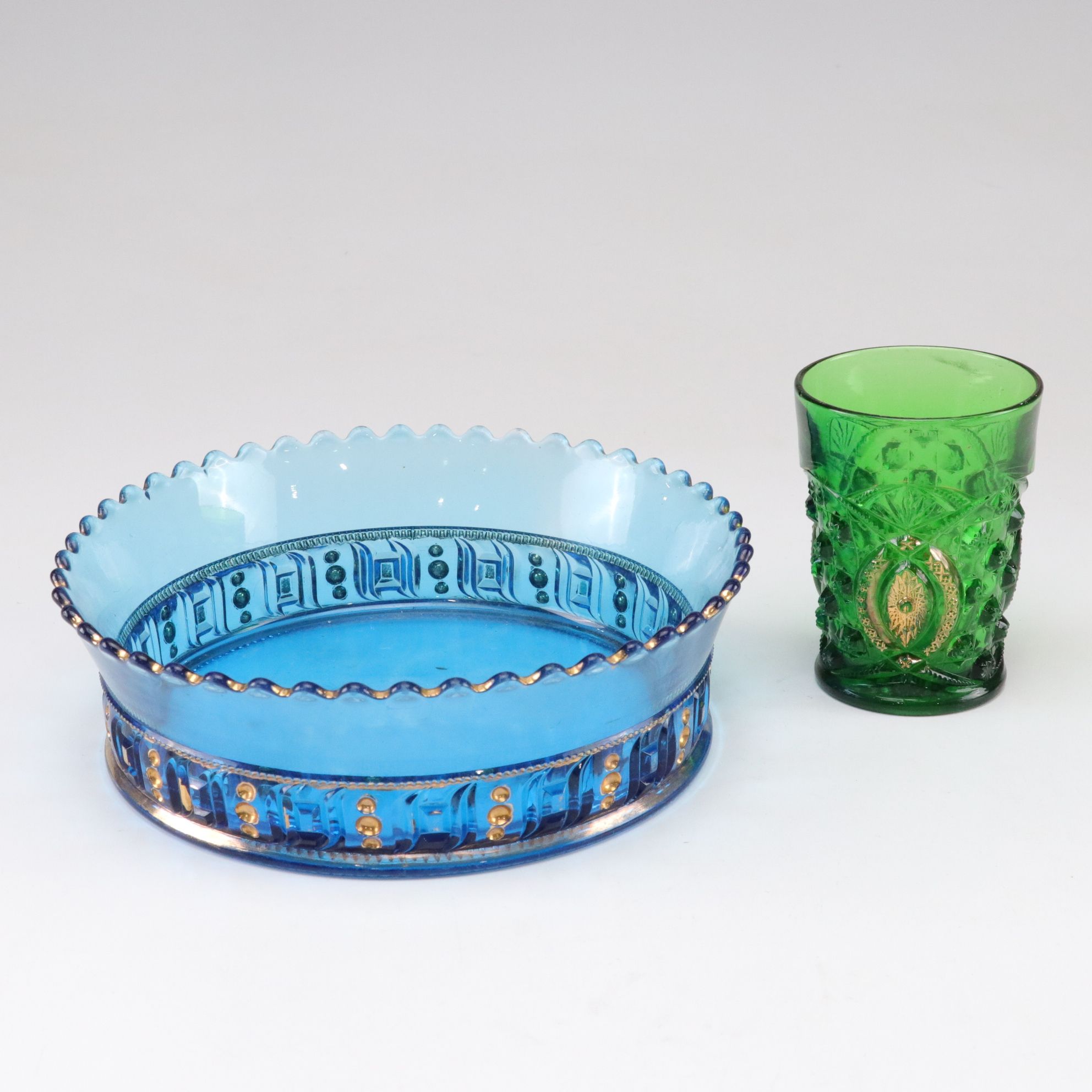 Tiara "Sandwich Amber" Plates with Colored Glass Vases & More