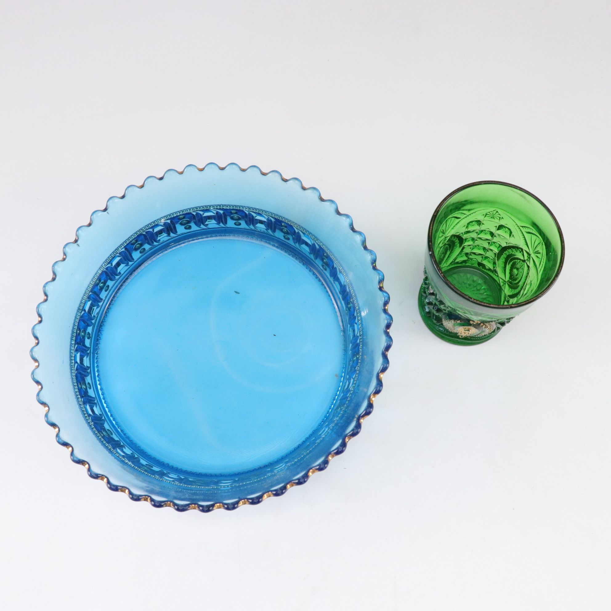 Tiara "Sandwich Amber" Plates with Colored Glass Vases & More