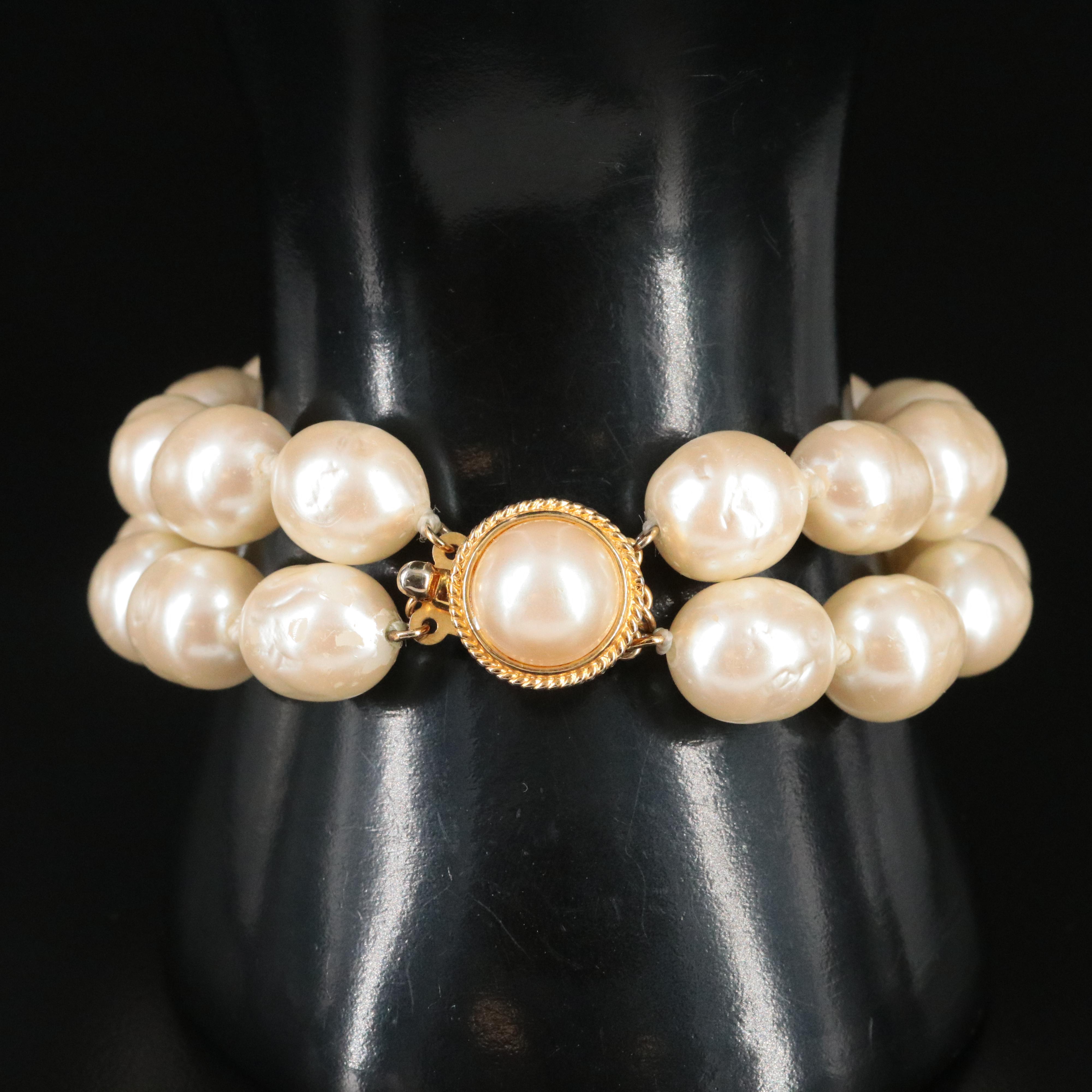 Double Strand Faux Pearl Bracelet