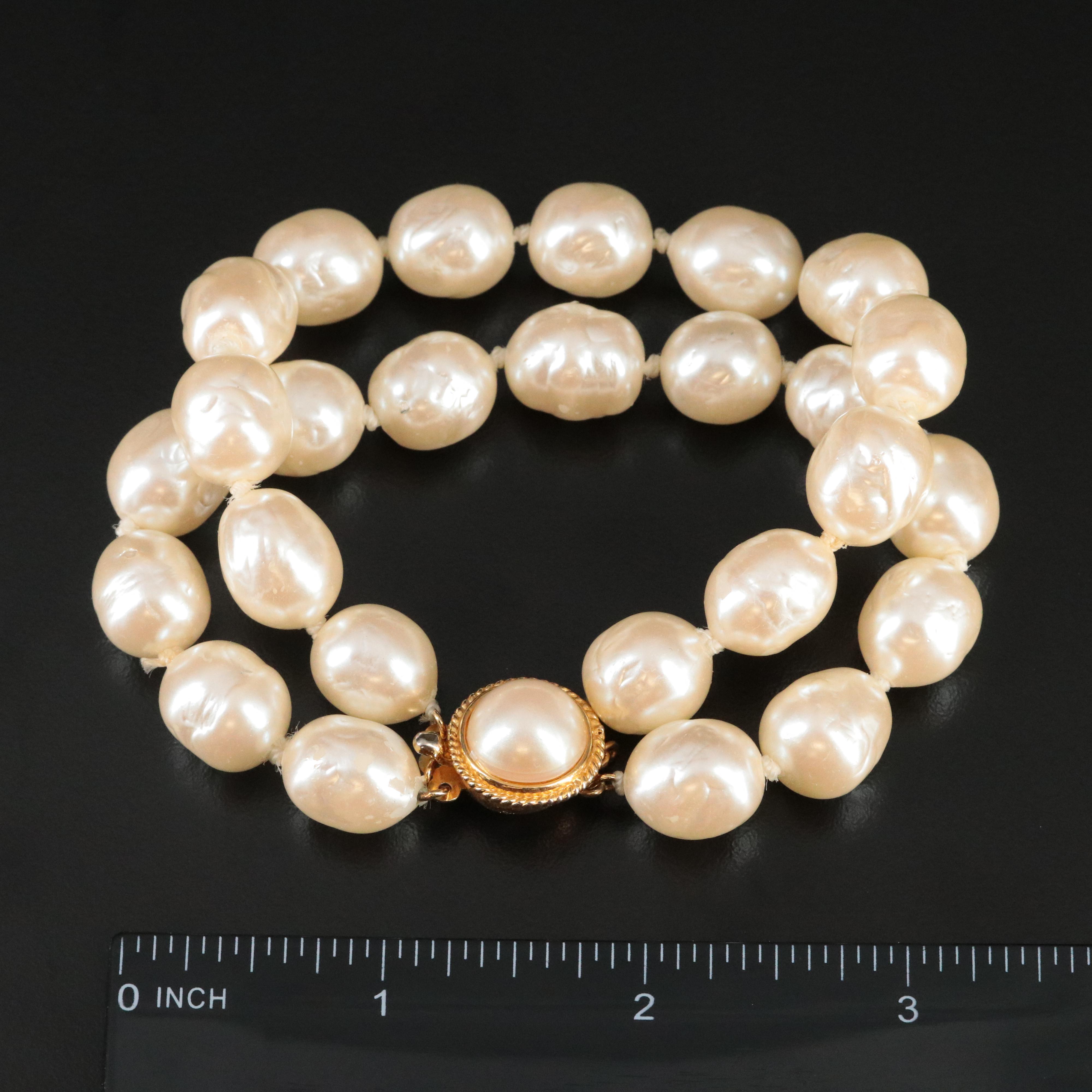 Double Strand Faux Pearl Bracelet