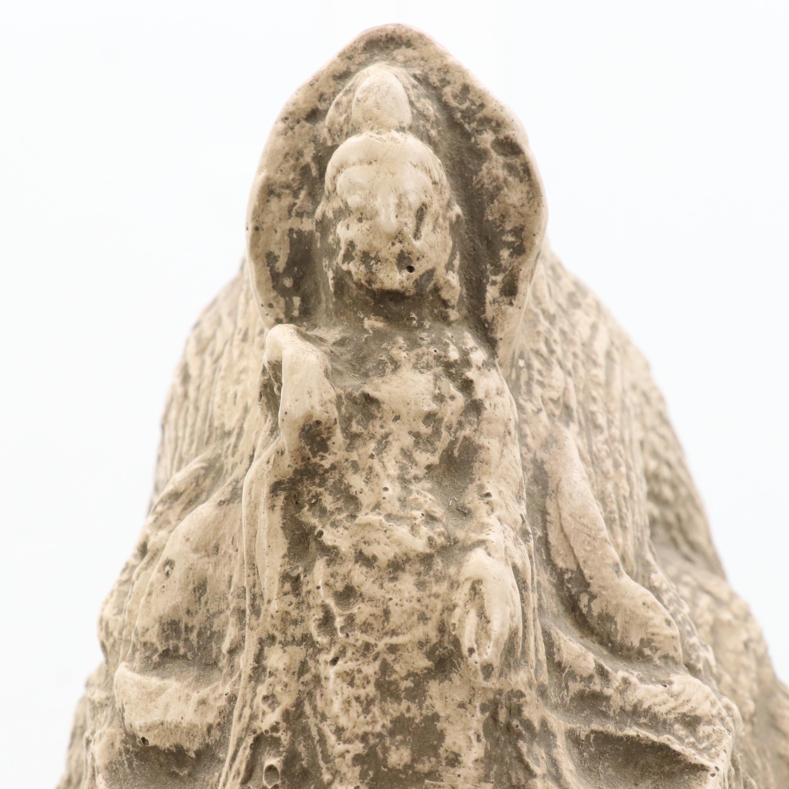 Painted Plaster Sculpture of Head of Buddha, Mid-20th Century