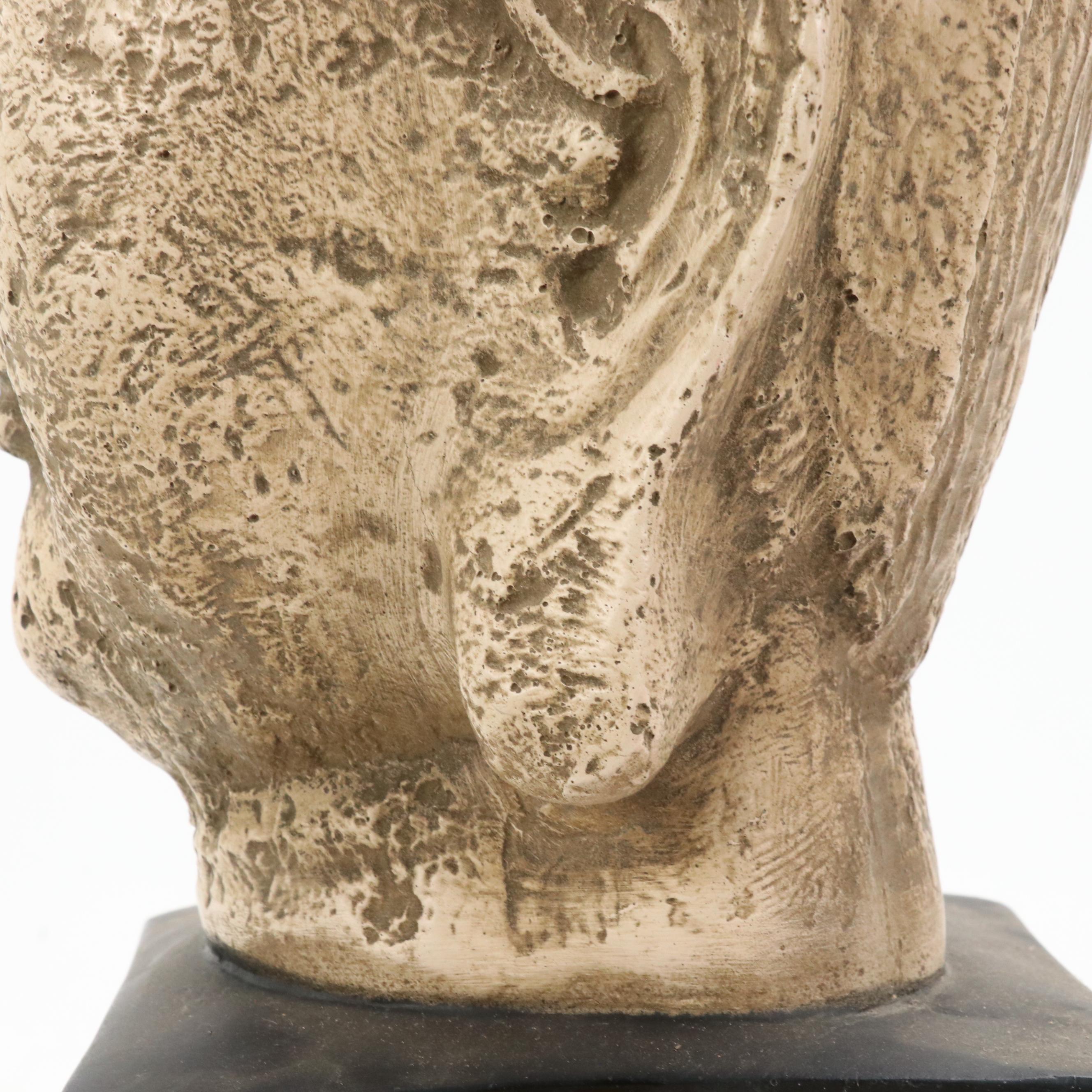 Painted Plaster Sculpture of Head of Buddha, Mid-20th Century