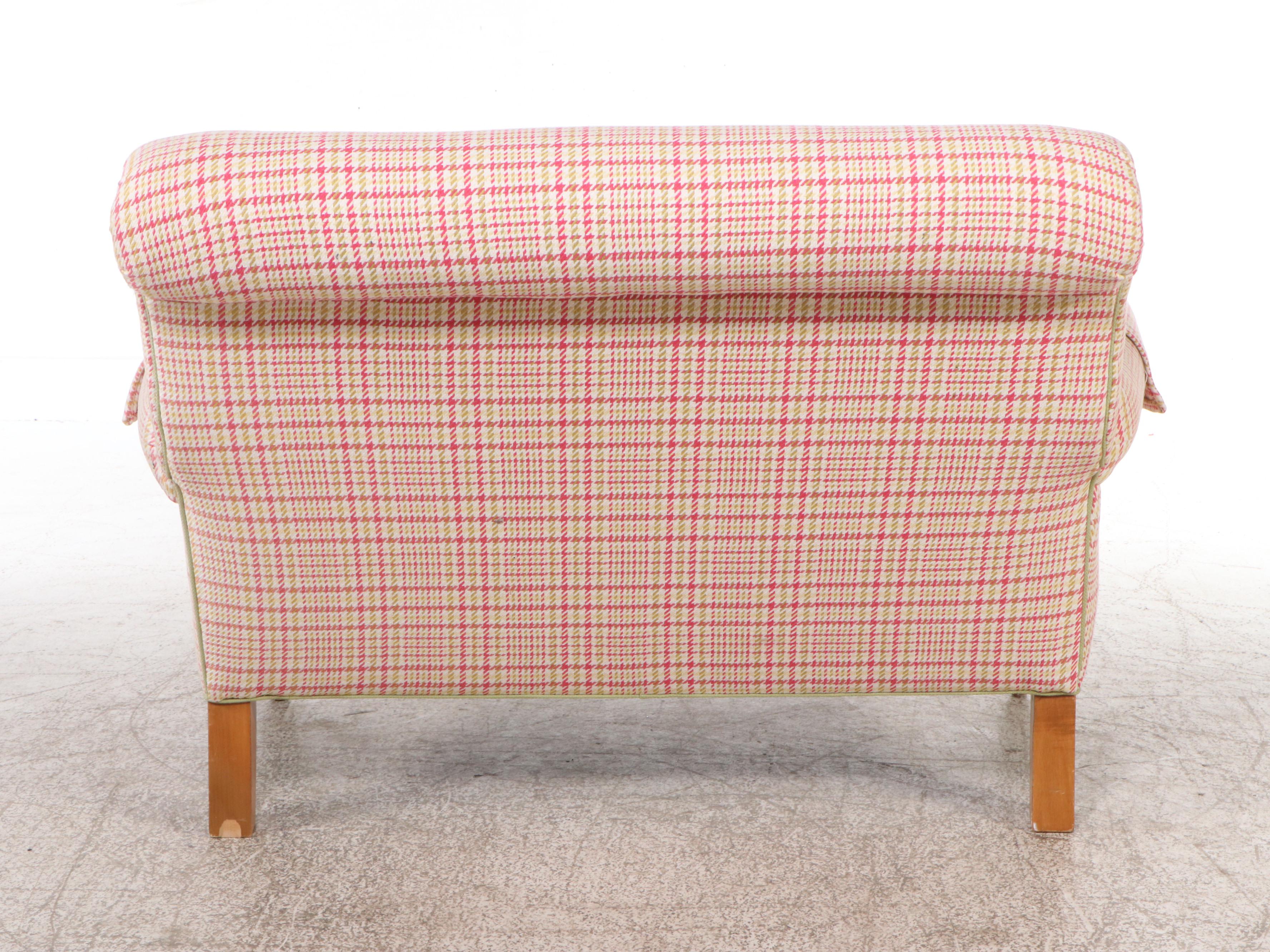 Pink Hounds-Tooth Upholstered Settee