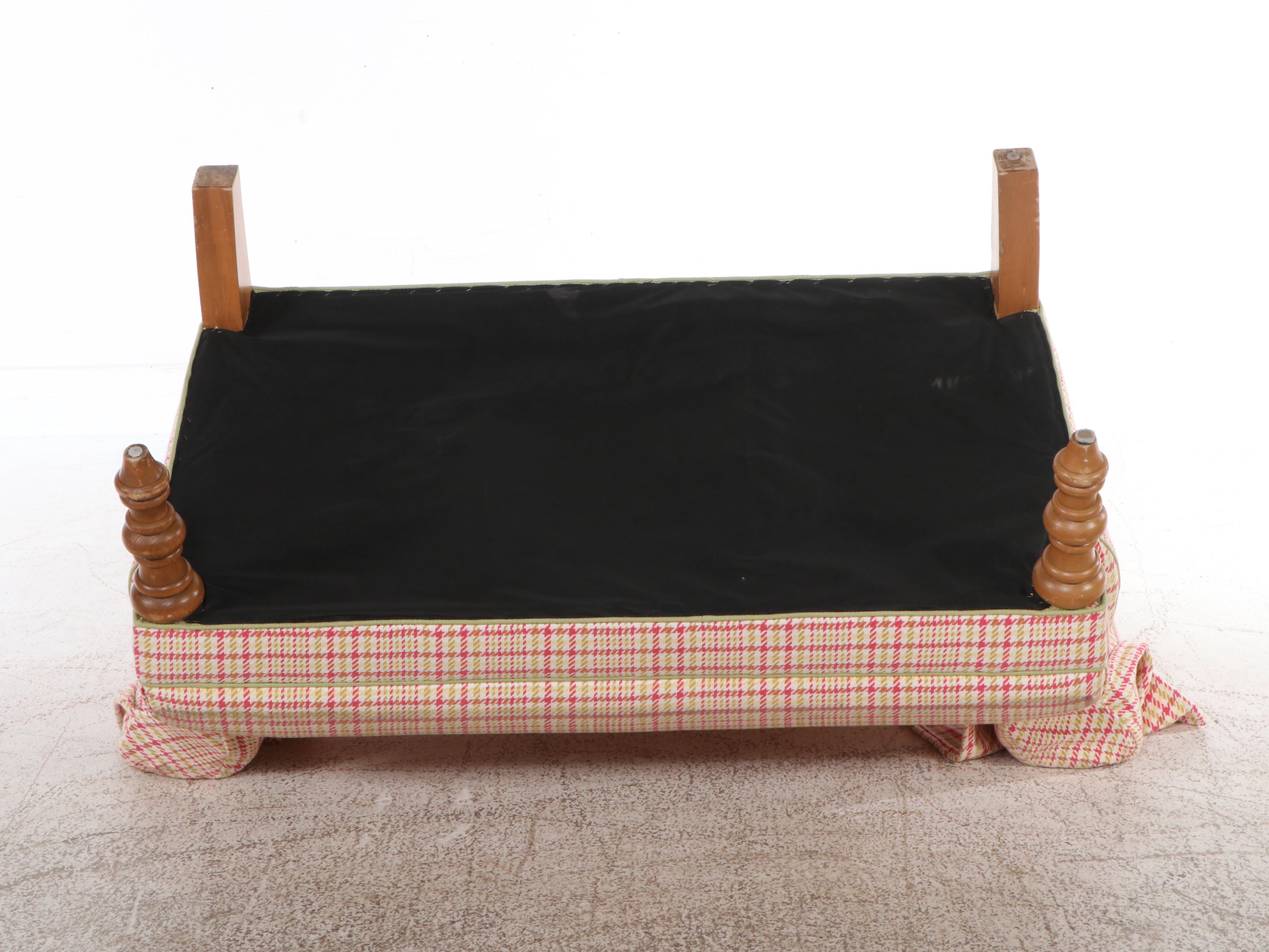 Pink Hounds-Tooth Upholstered Settee