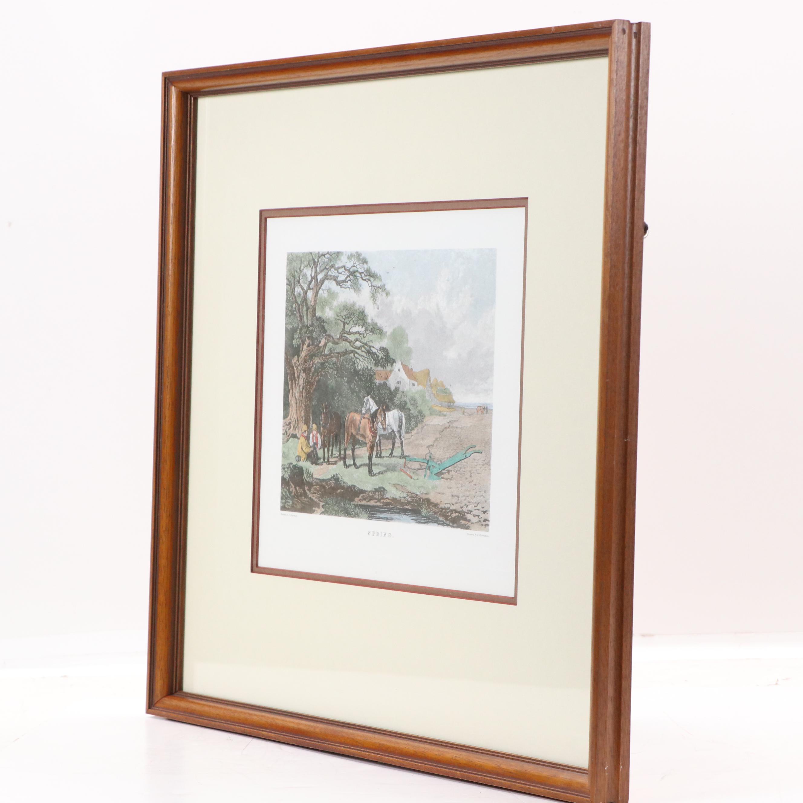 Equestrian Hand-Colored Halftone After John Dearman "Spring"