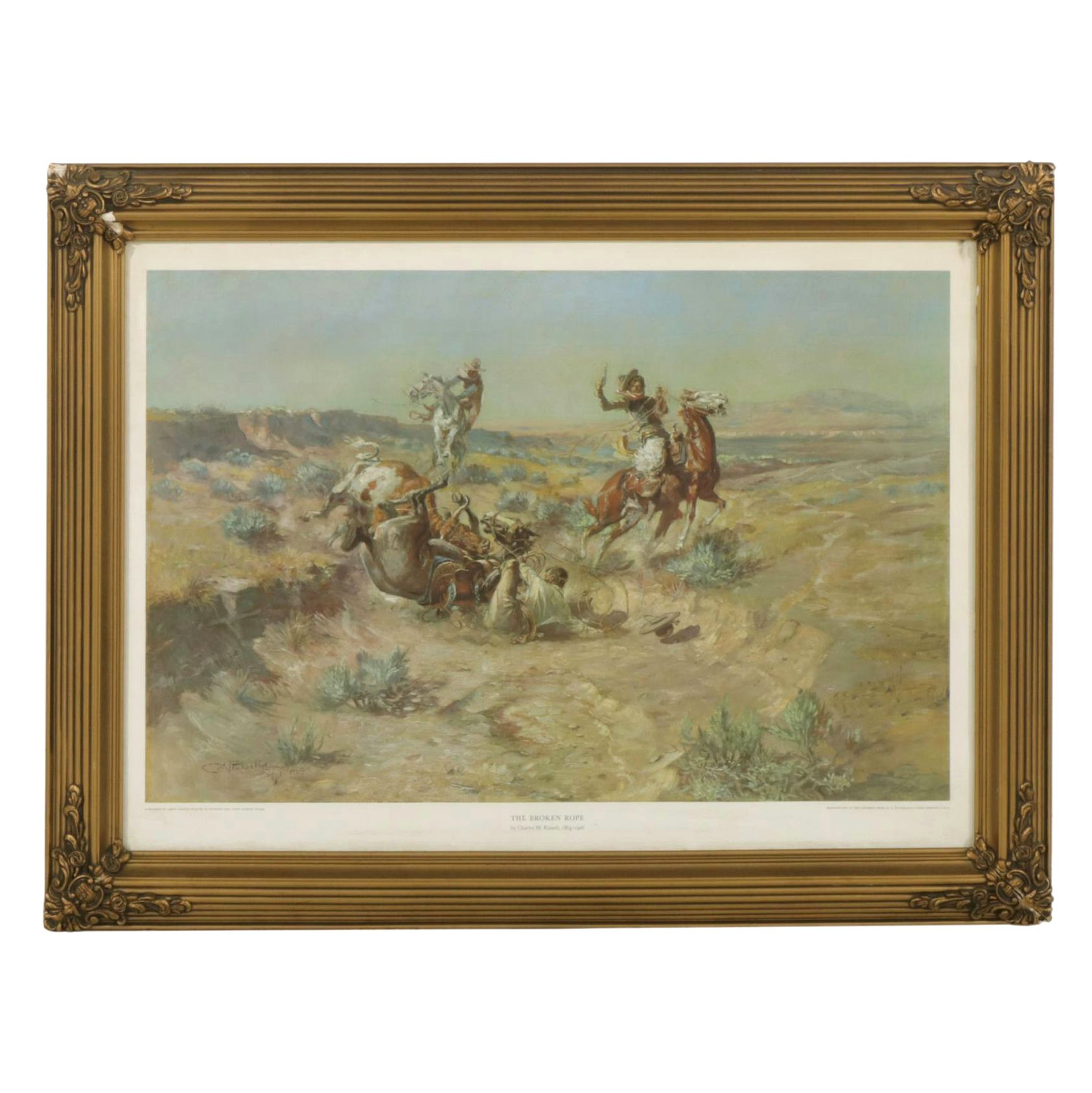 Offset Lithograph After Charles M. Russell "The Broken Rope", Late 20th Century