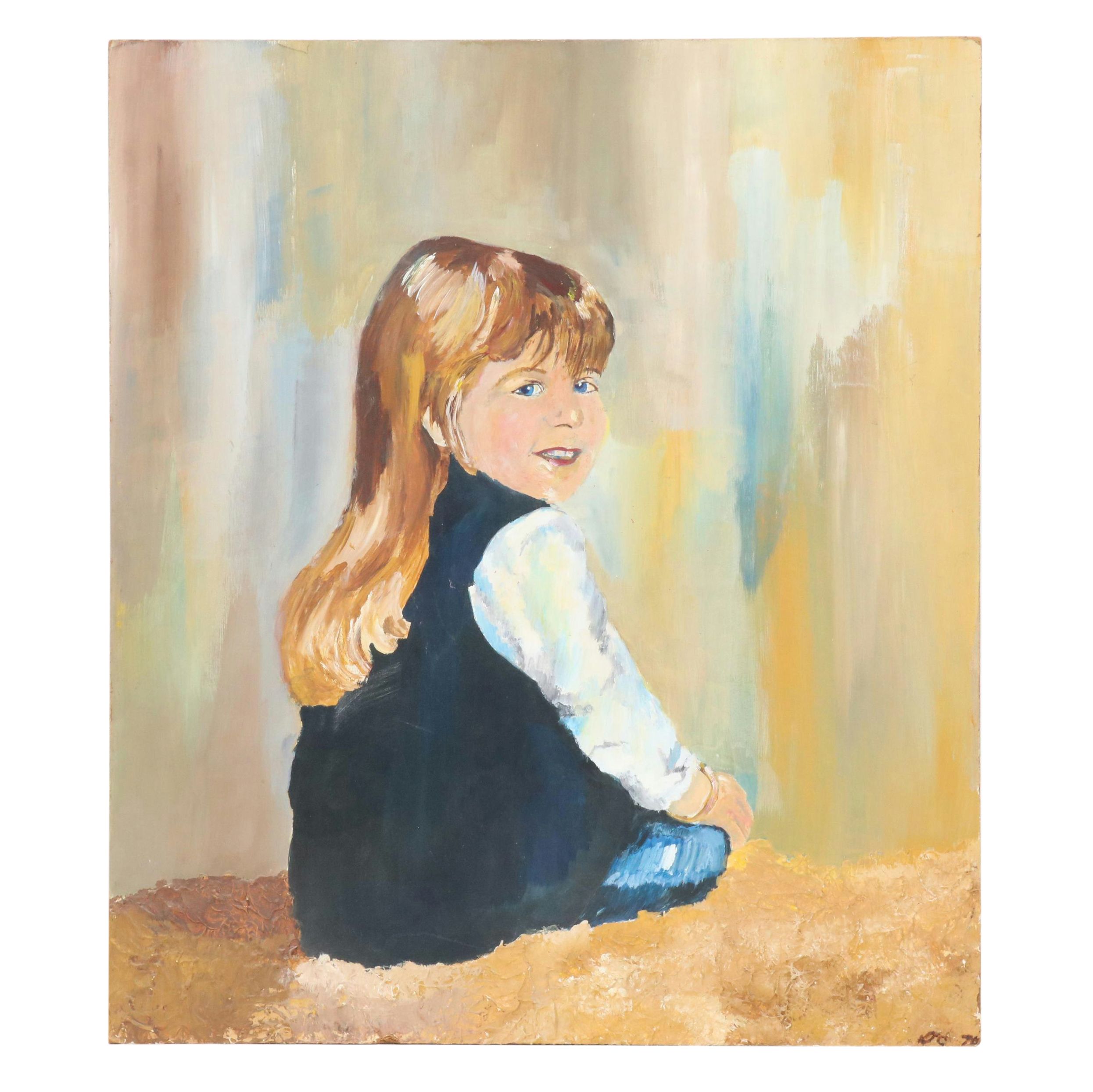 Oil Portrait of a Child, Late 20th Century