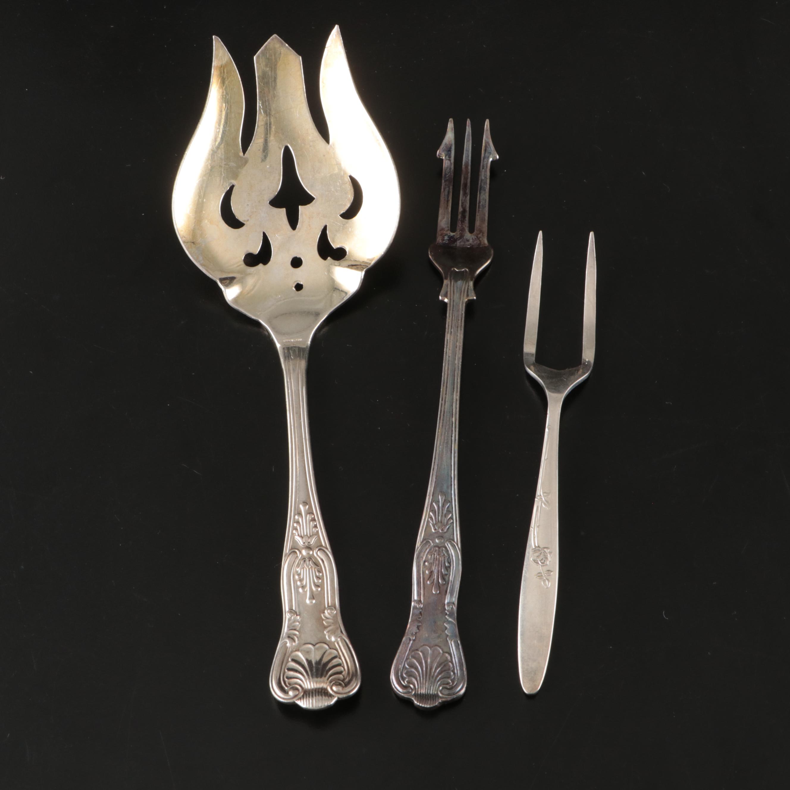 Gorham "Kings," International Silver Co. with Other Silver Plate Serving Pieces