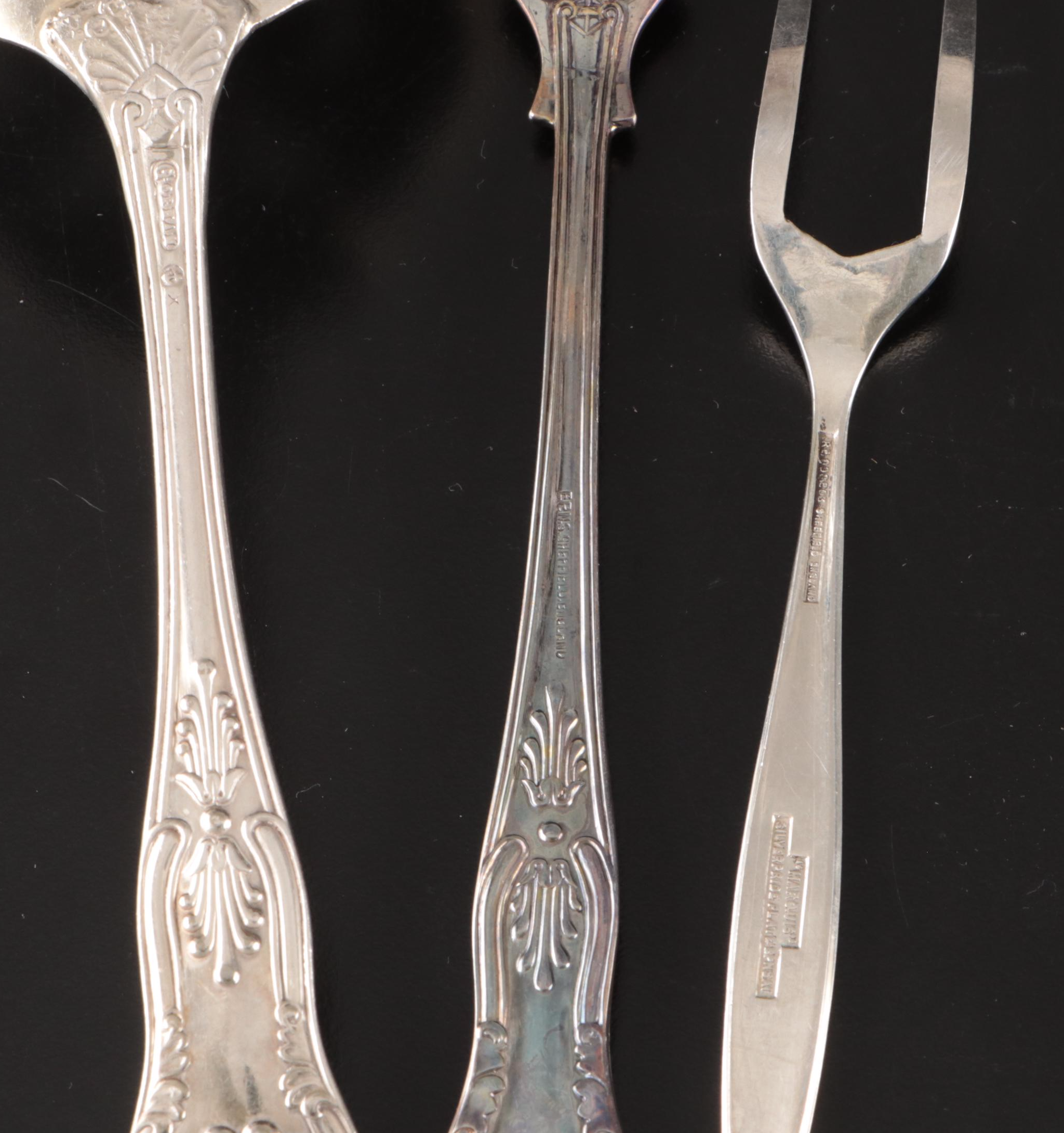 Gorham "Kings," International Silver Co. with Other Silver Plate Serving Pieces