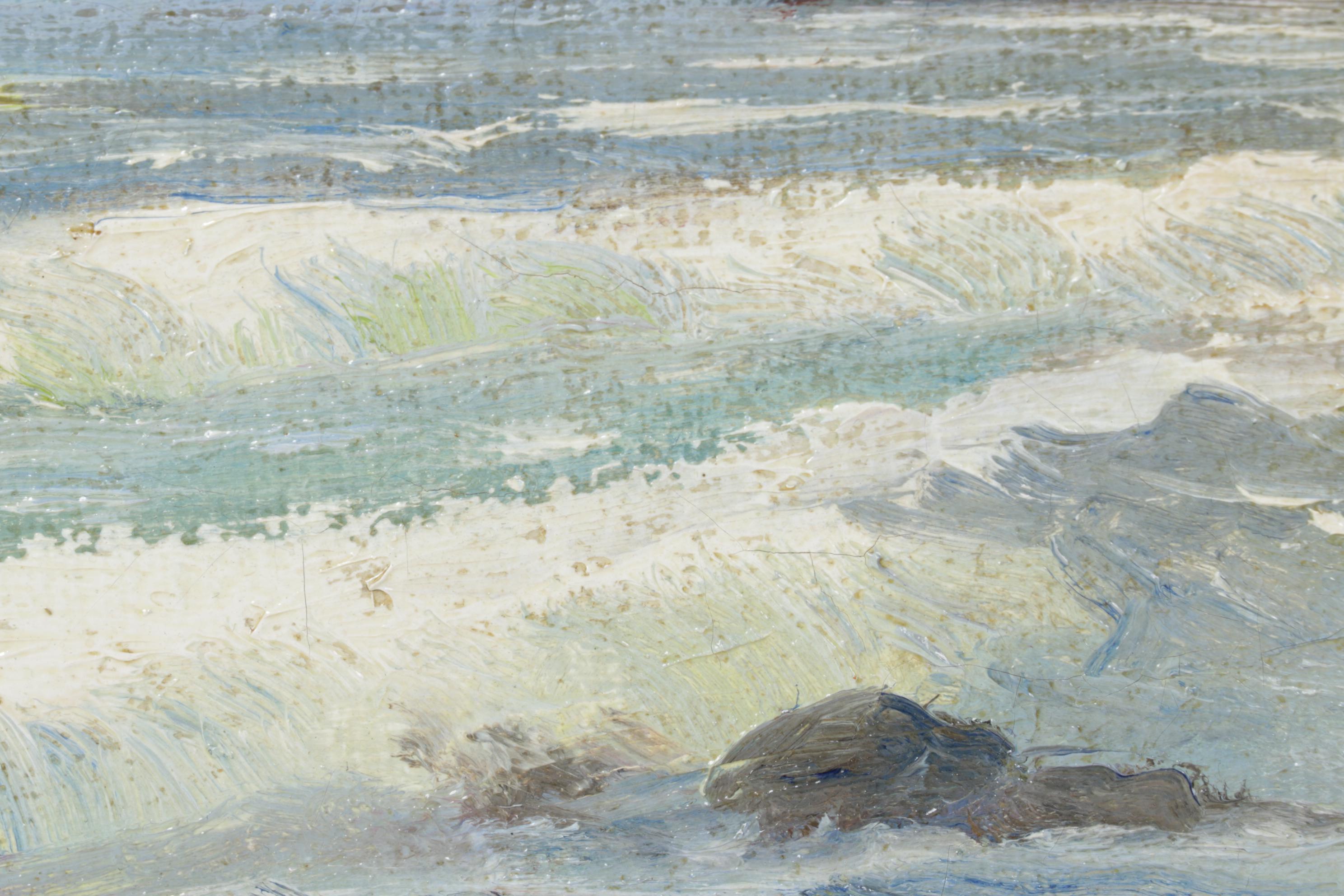 A. Slade Oil Painting of Rocky Beach Scene, 1921