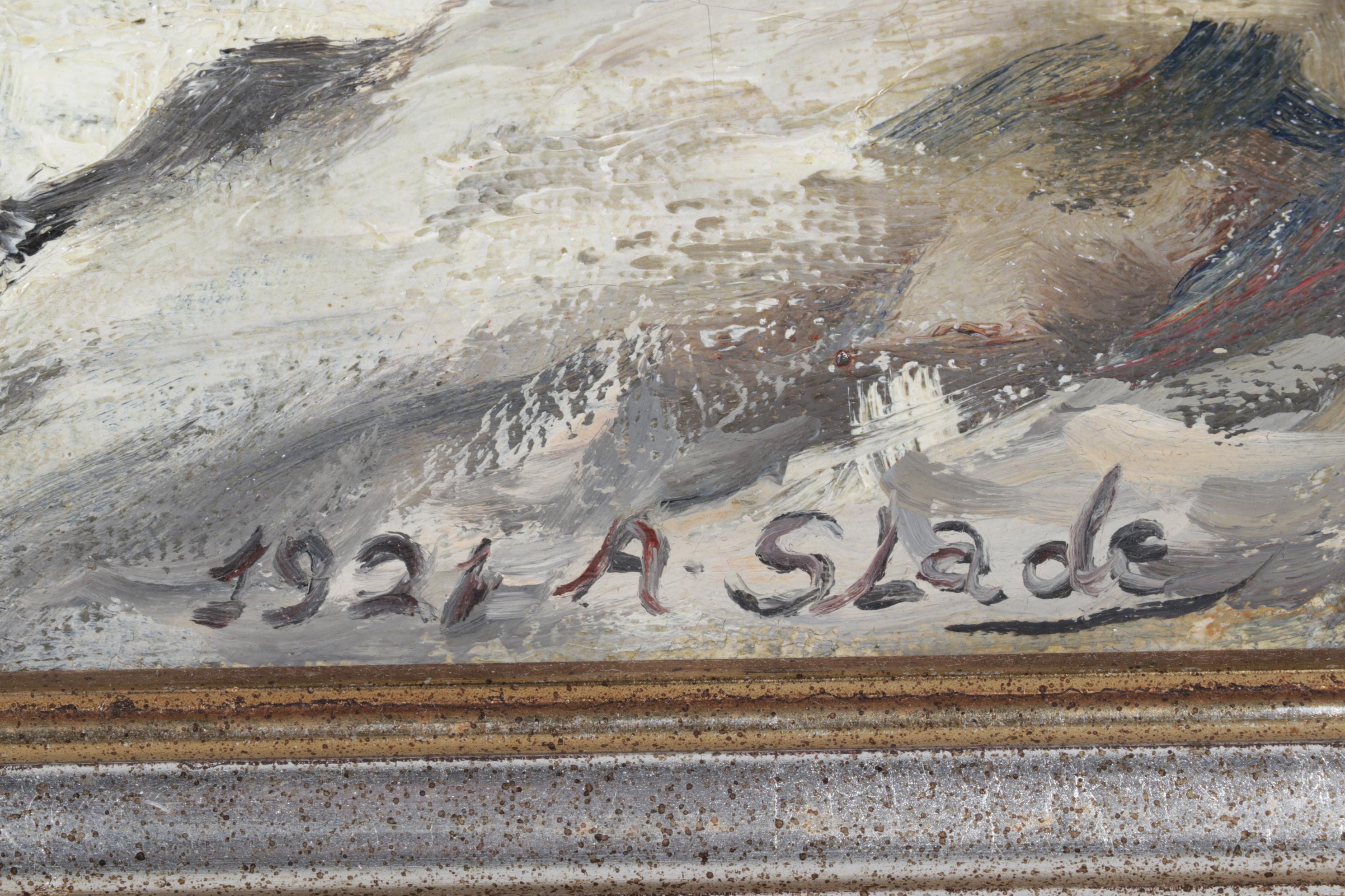 A. Slade Oil Painting of Rocky Beach Scene, 1921