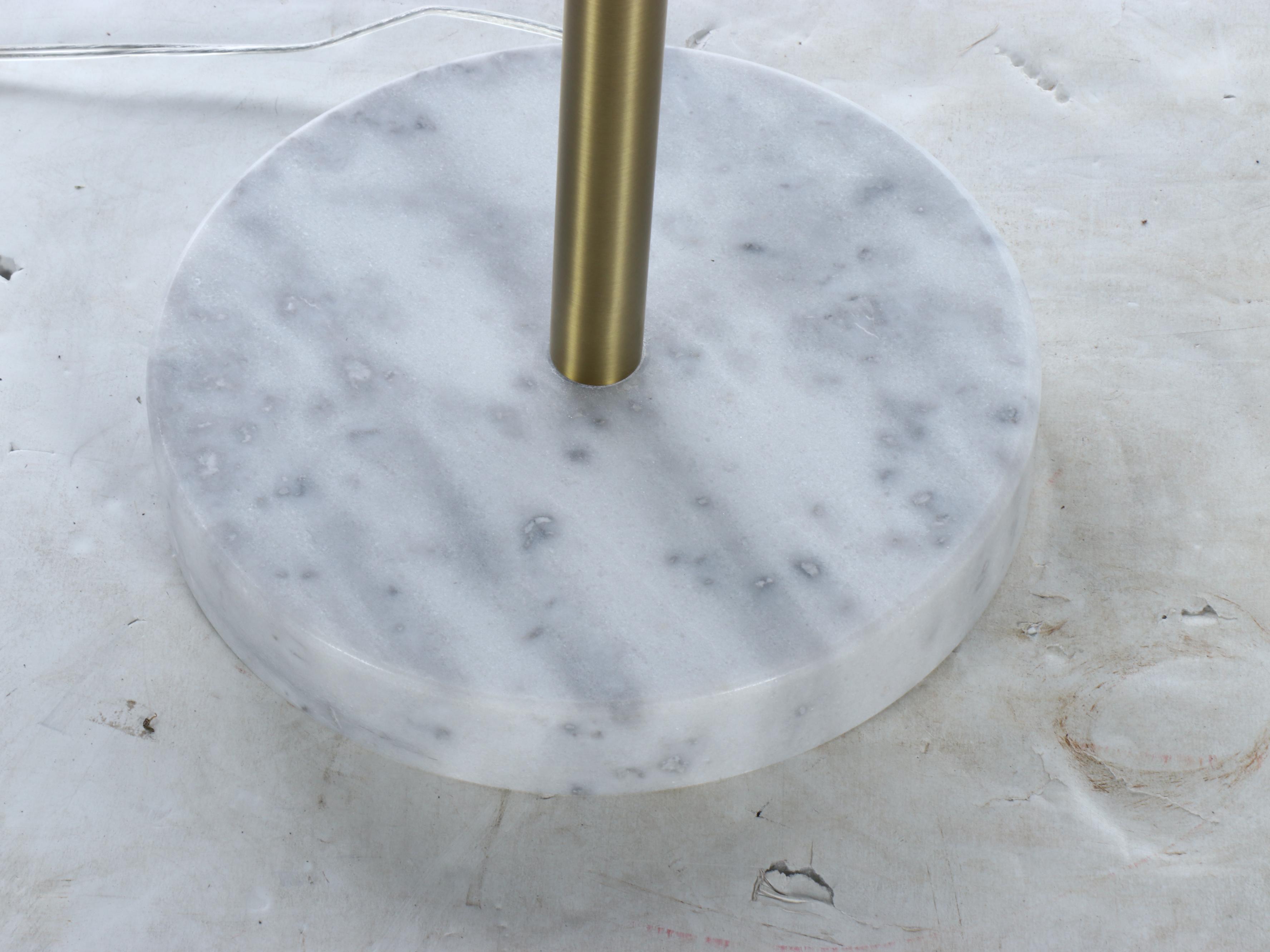 Contemporary Three Arm Lacquered Metal Globe and Marble Arc Floor Lamp