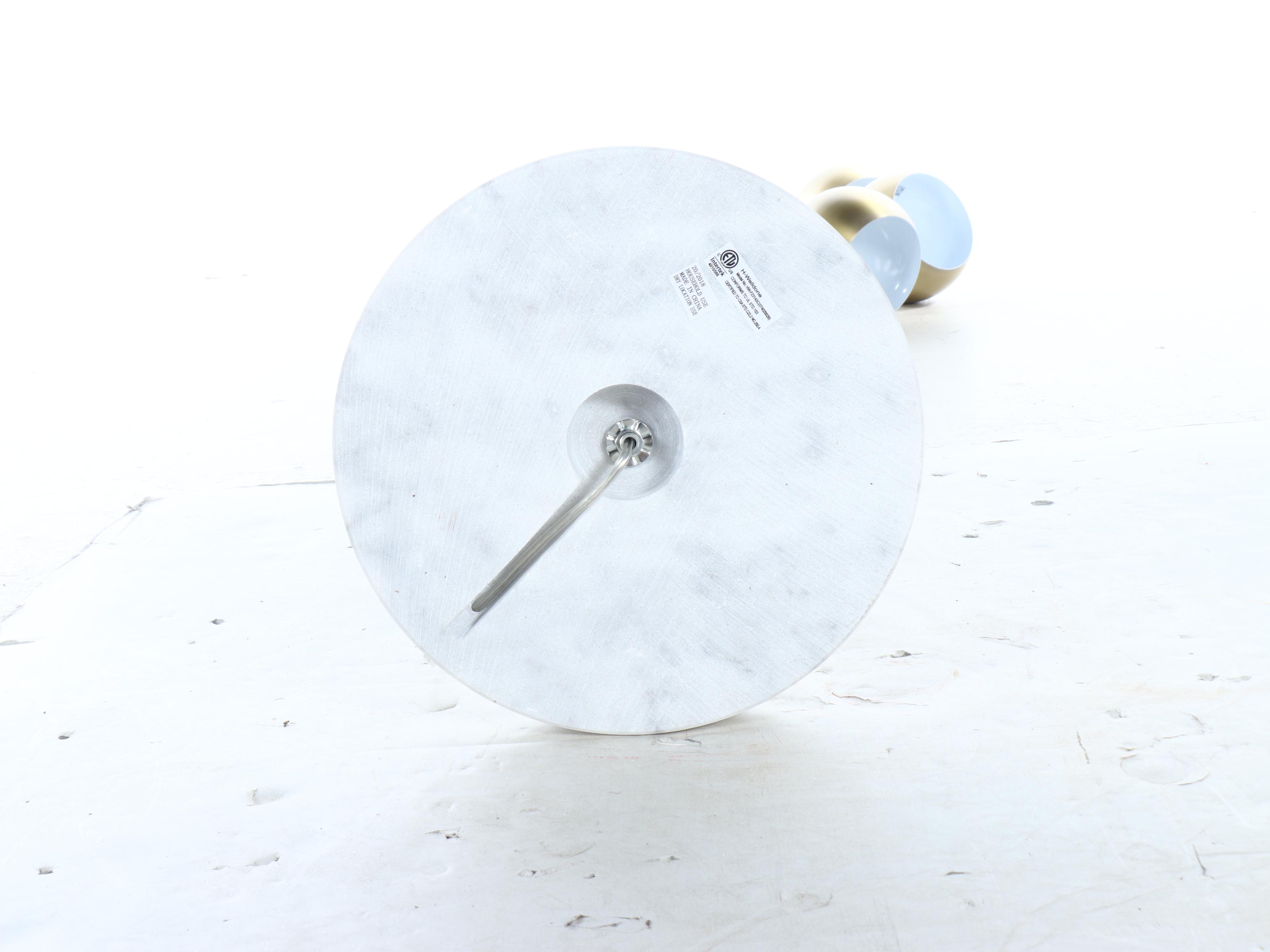 Contemporary Three Arm Lacquered Metal Globe and Marble Arc Floor Lamp