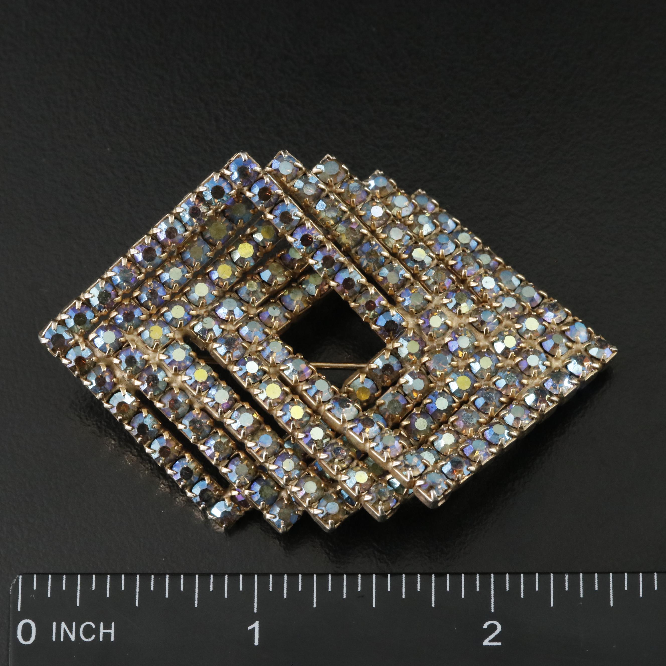 Vintage Geometric Rhinestone Brooch