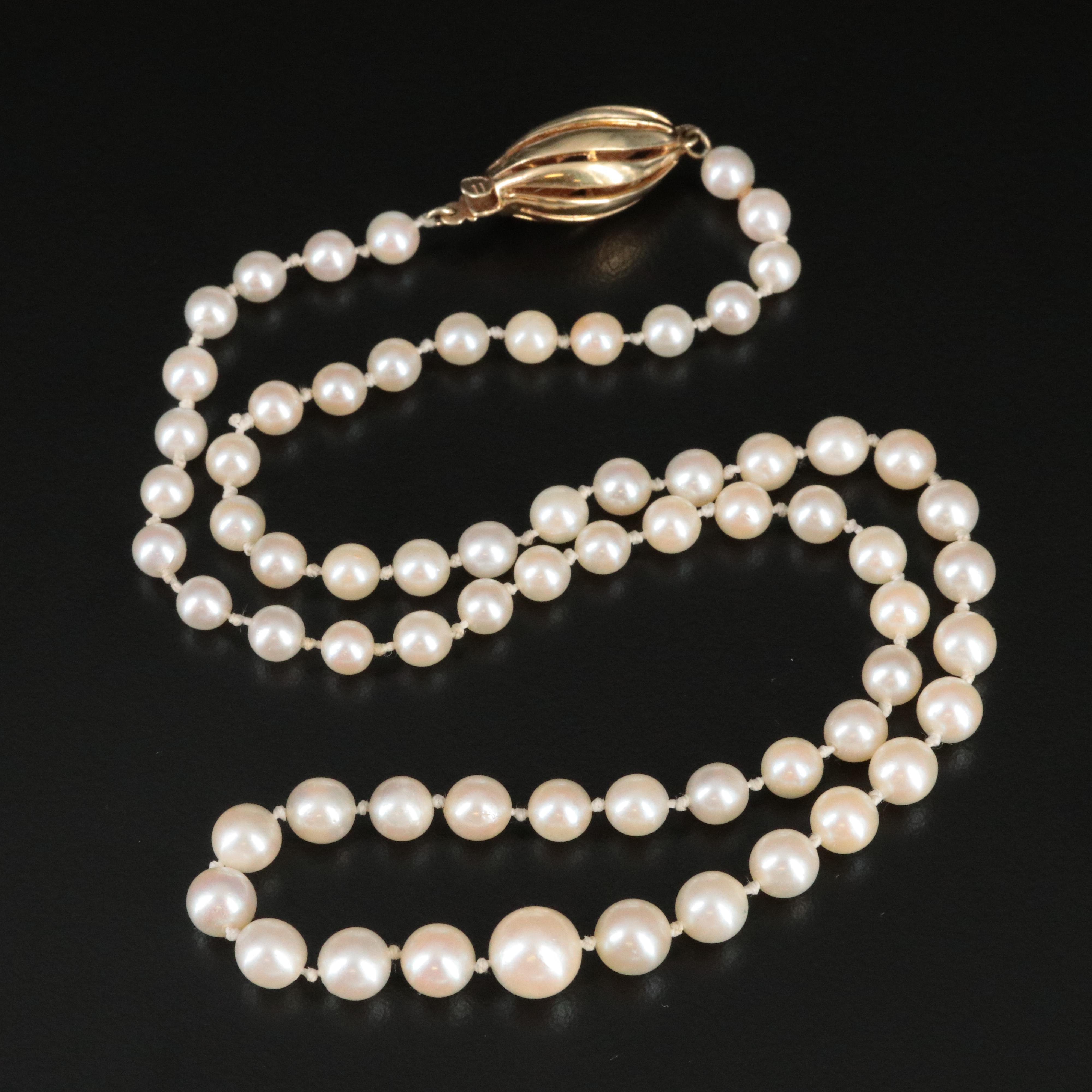Vintage Pearl Necklace with 14K Clasp