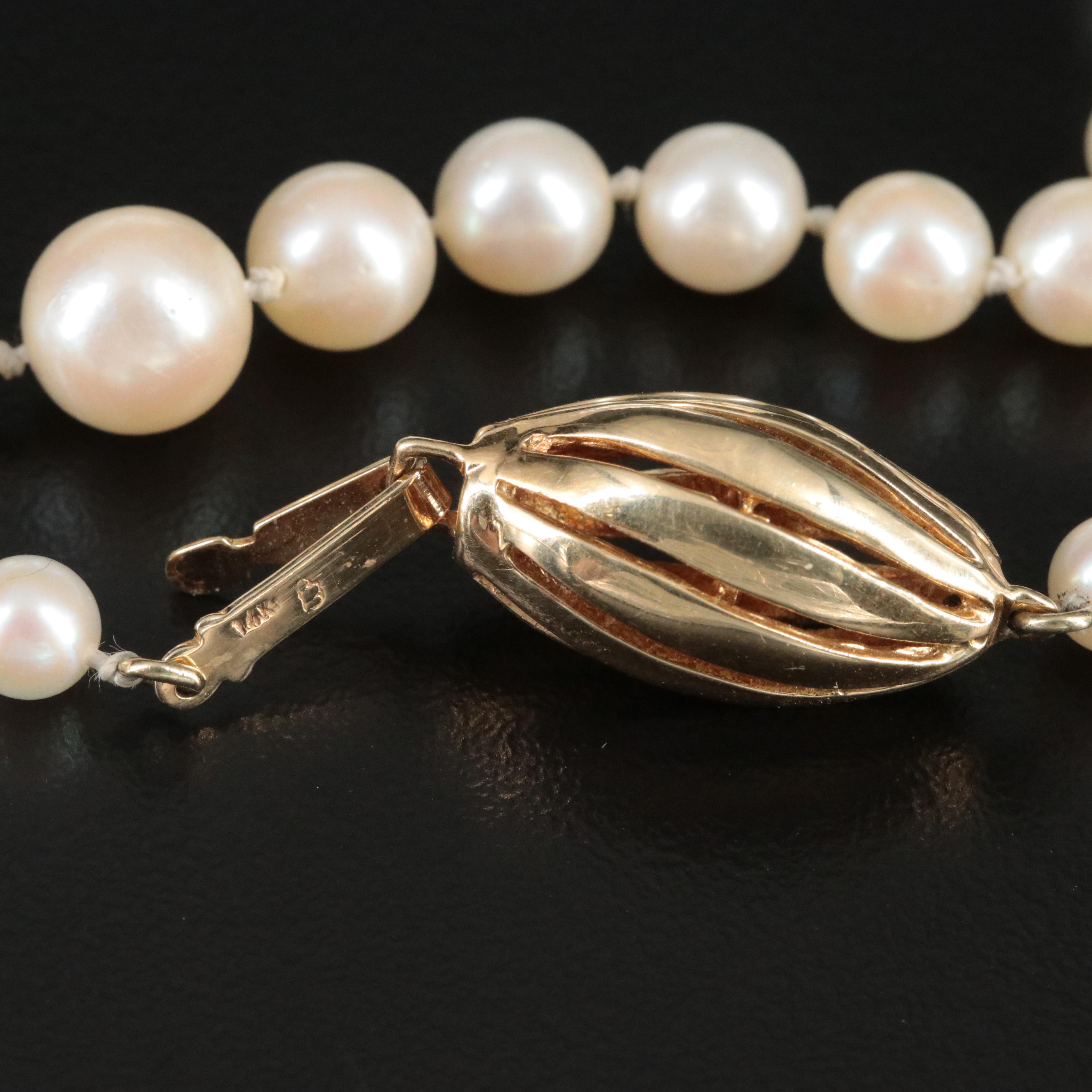 Vintage Pearl Necklace with 14K Clasp