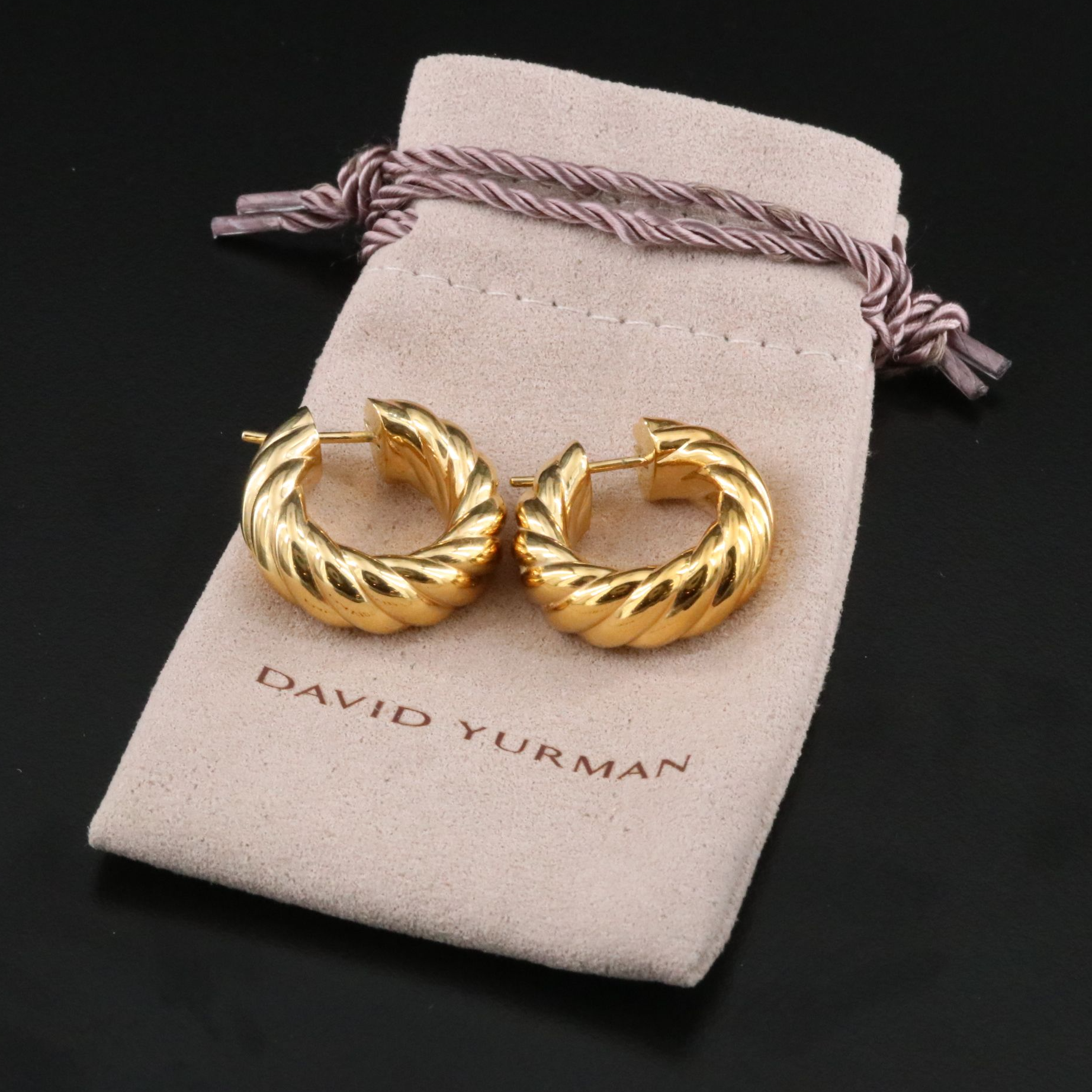 David Yurman 18K Sculpted Cable Hoop Earrings