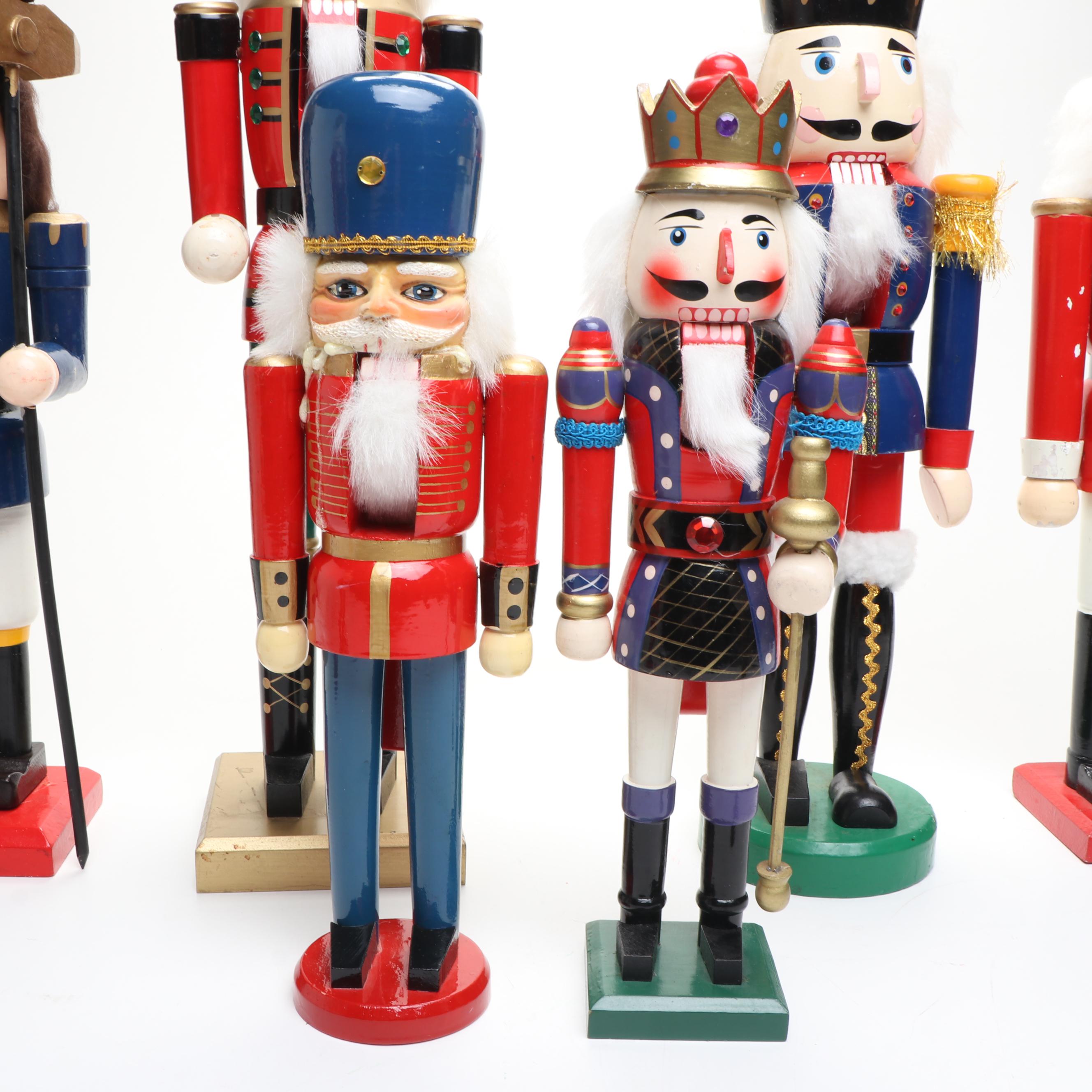 German Style Painted and Embellished Wood Nutcrackers
