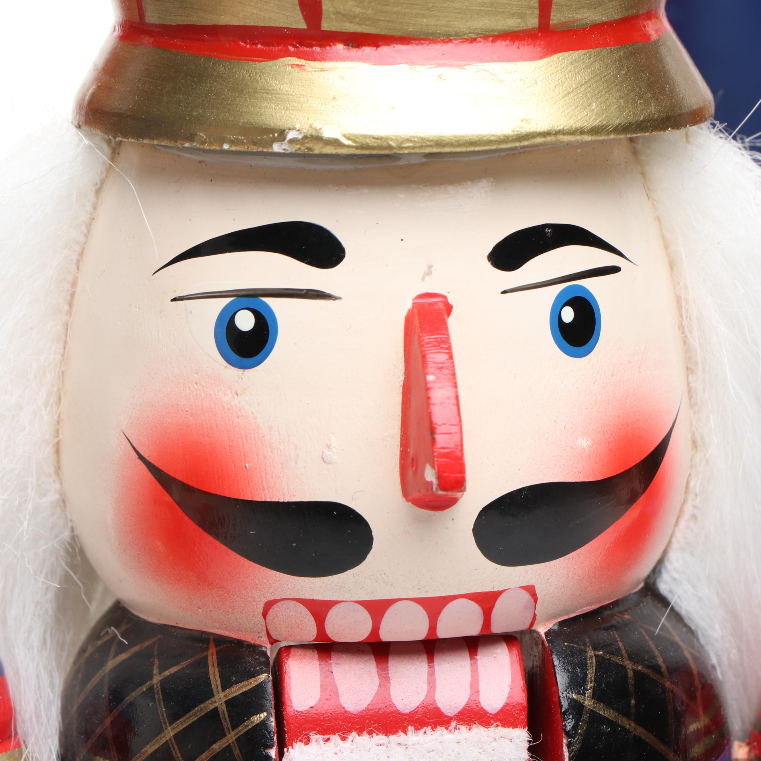 German Style Painted and Embellished Wood Nutcrackers