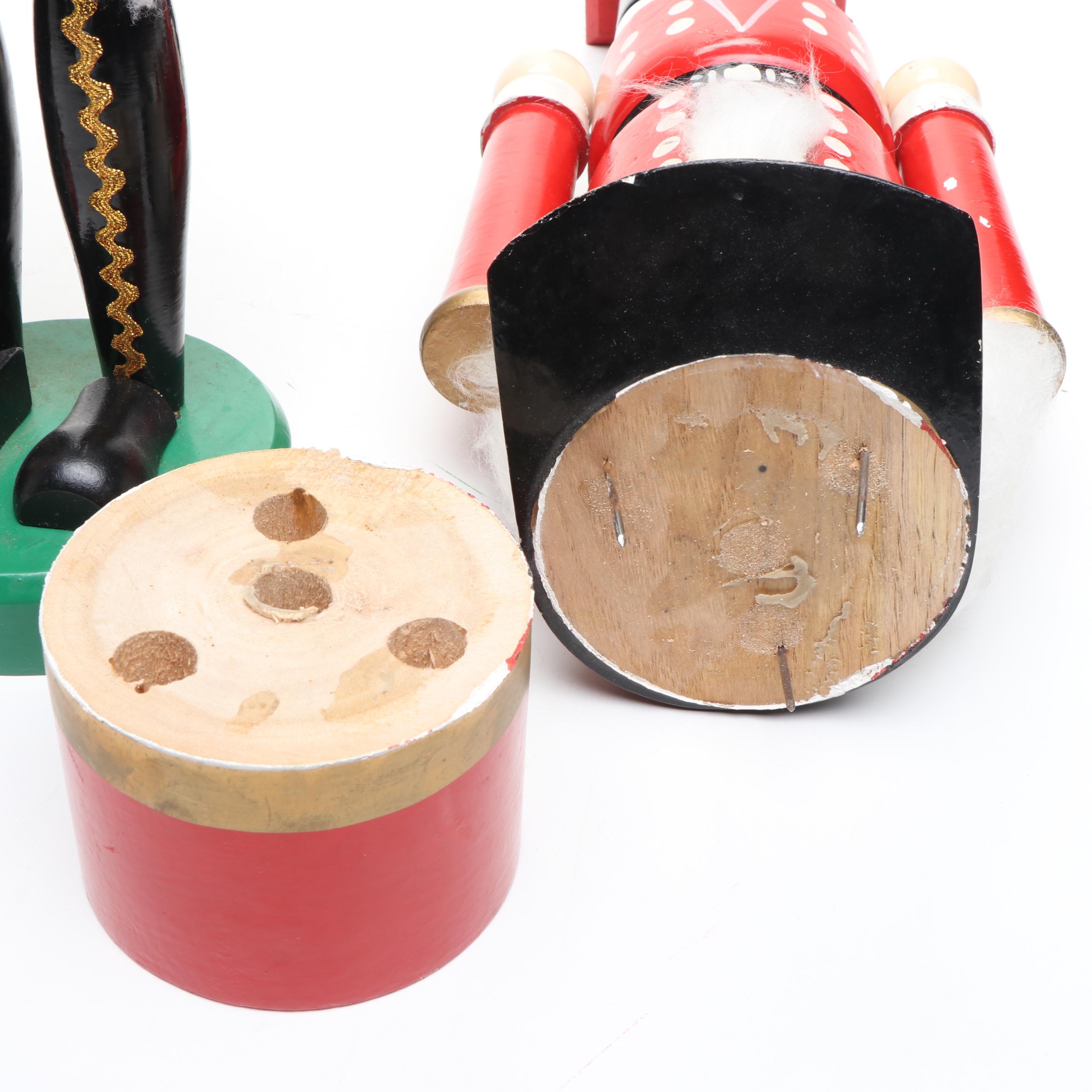 German Style Painted and Embellished Wood Nutcrackers