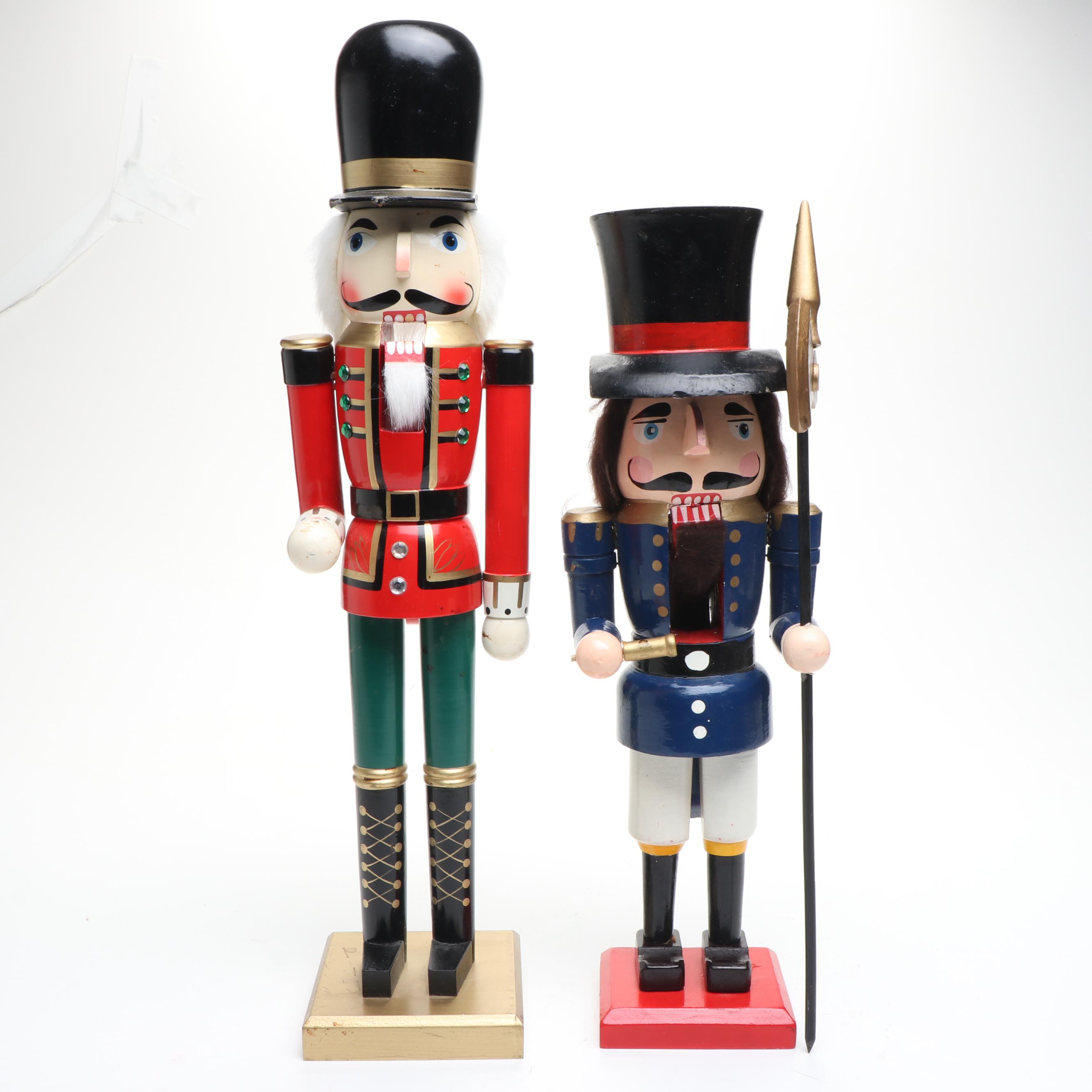German Style Painted and Embellished Wood Nutcrackers