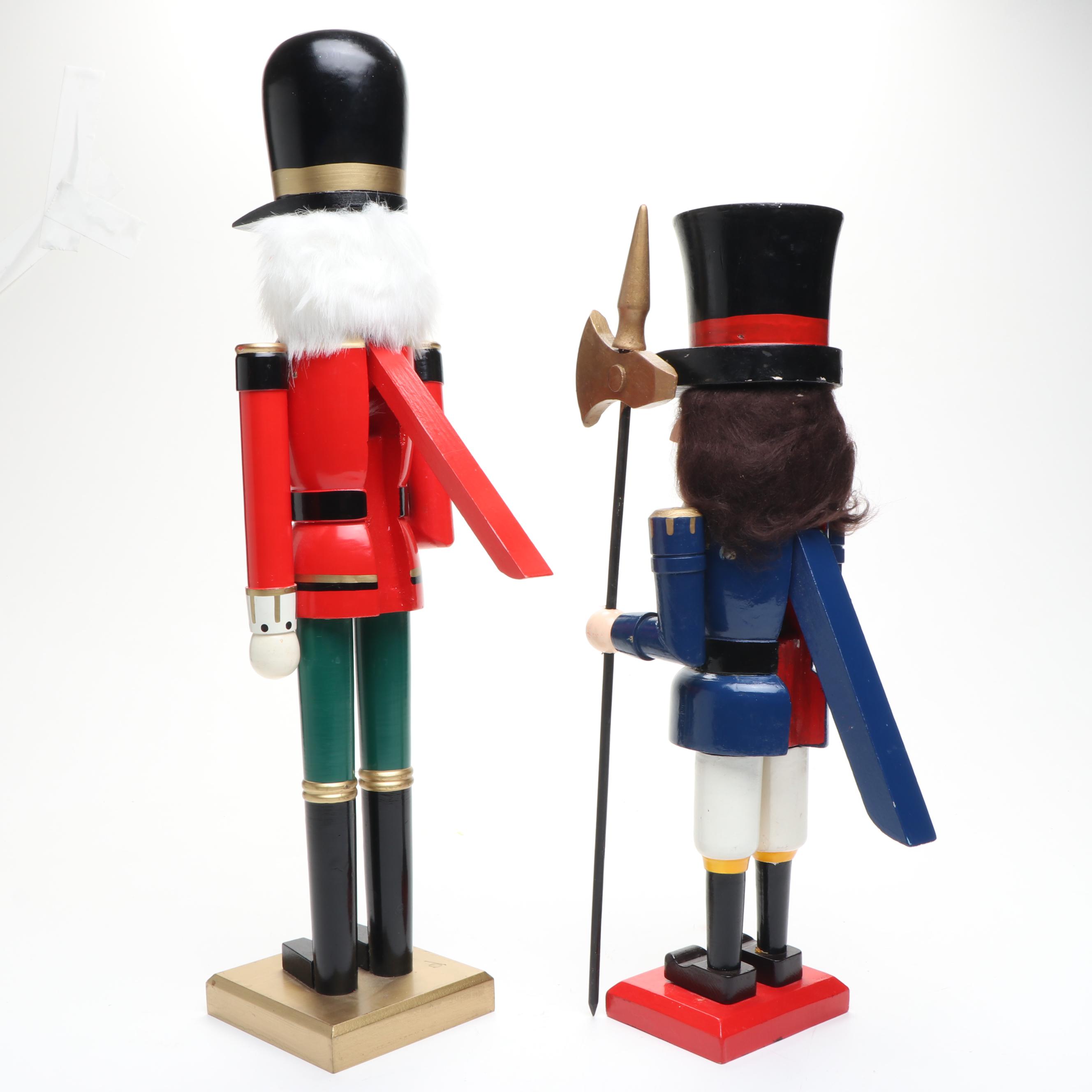 German Style Painted and Embellished Wood Nutcrackers