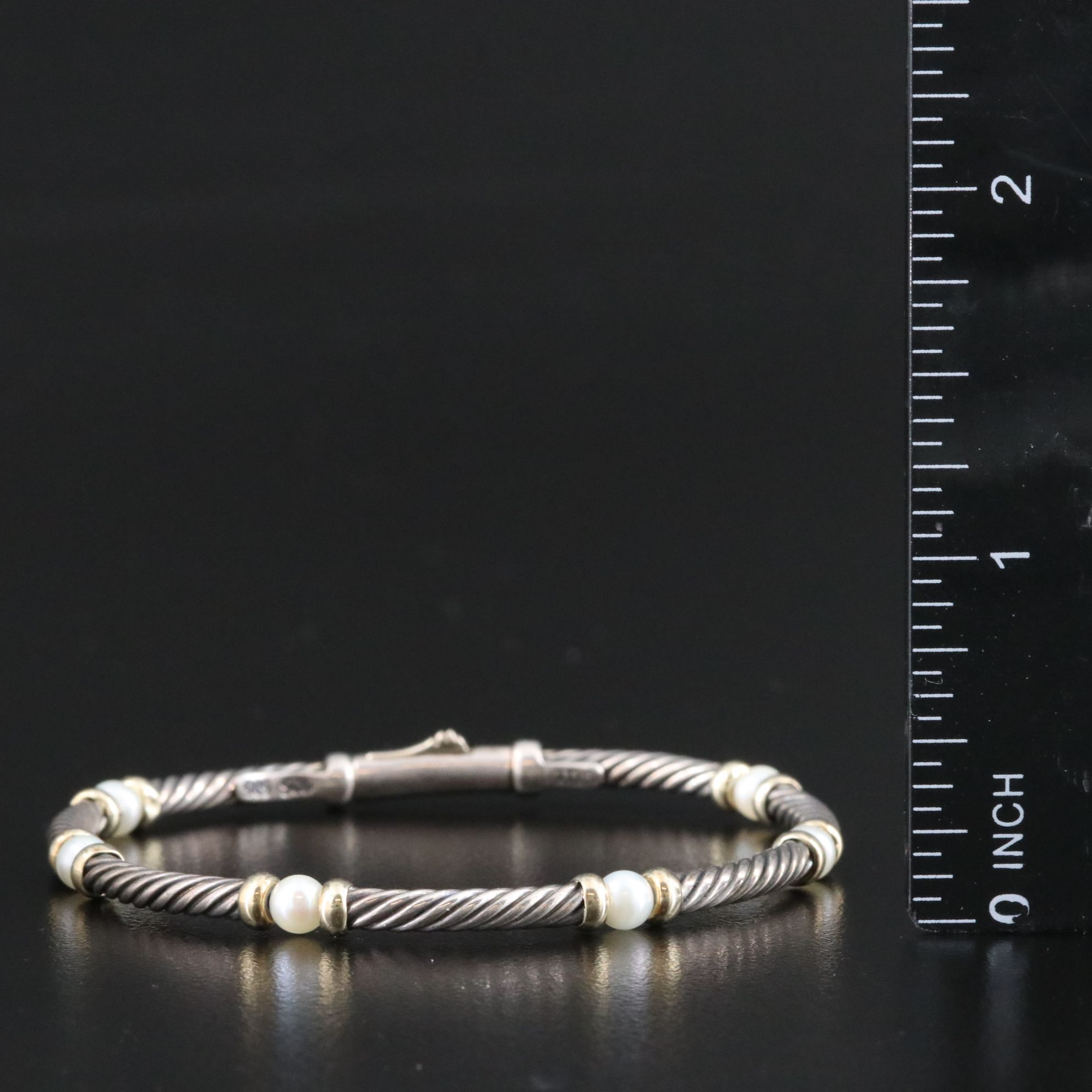 David Yurman Hampton Sterling, 14K and Pearl Bracelet
