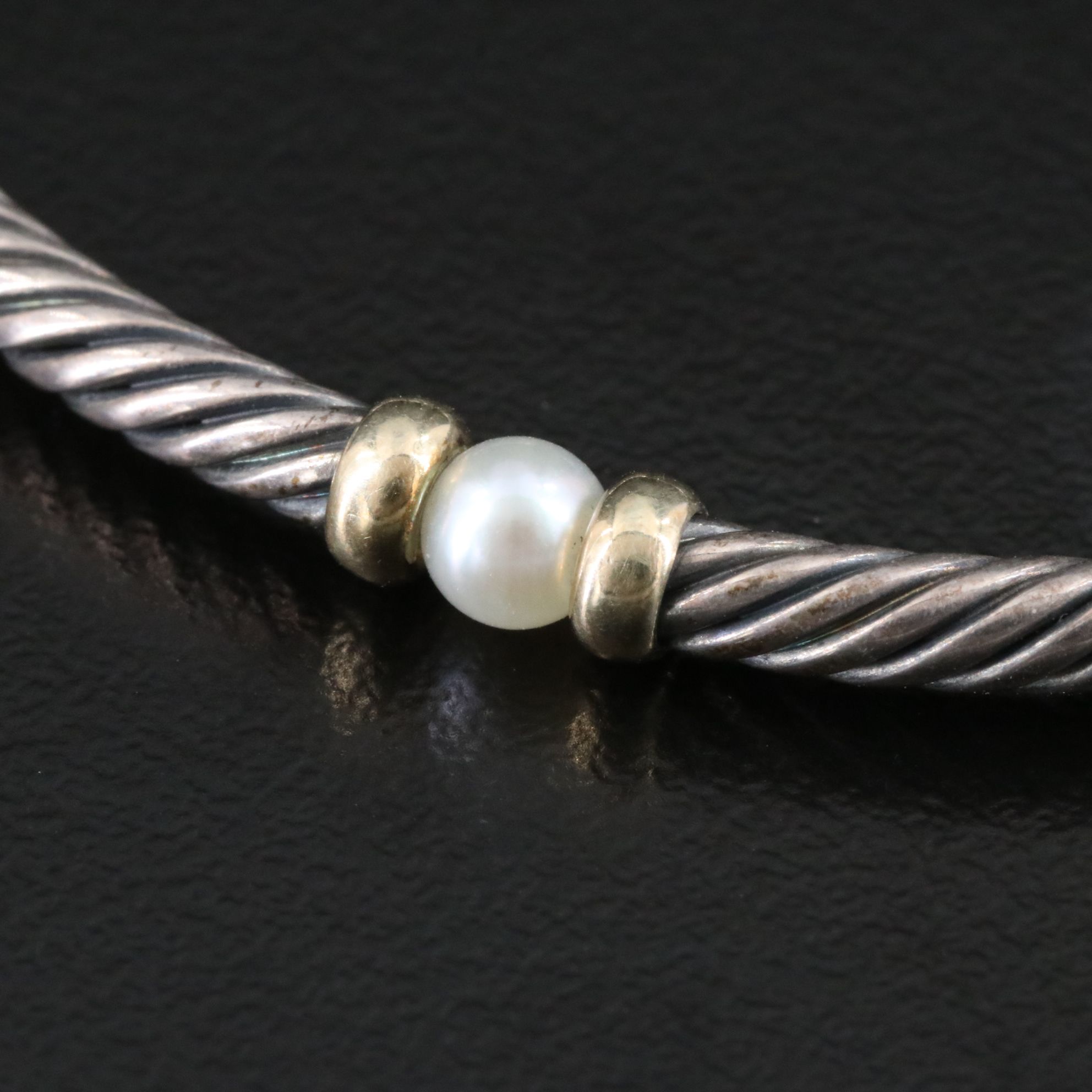 David Yurman Hampton Sterling, 14K and Pearl Bracelet