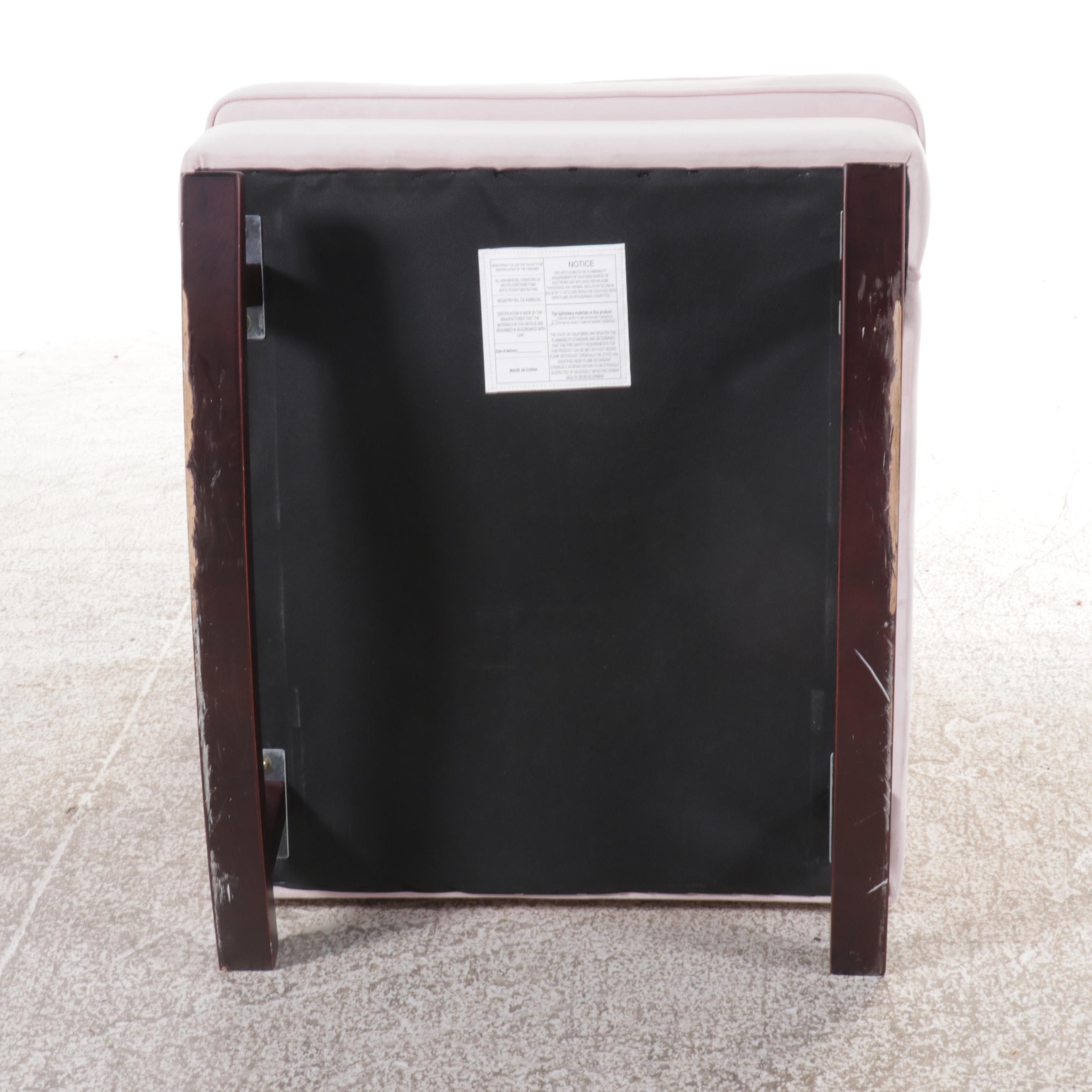 Pink Button-Tufted Rocking Chair with Paris Throw Pillow