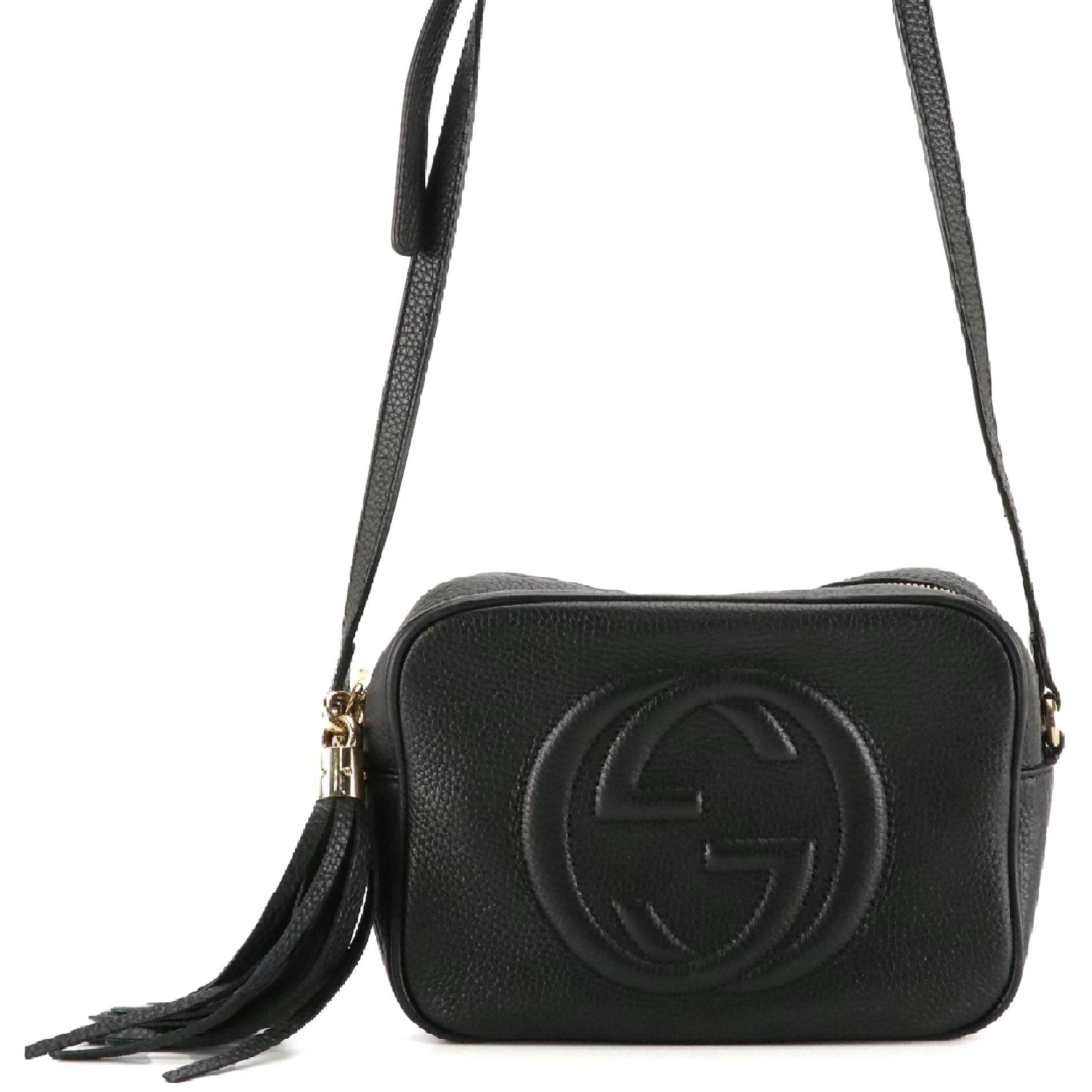 Gucci Black Calfskin Grain Leather Soho Disco Crossbody Bag with Tassel Zip