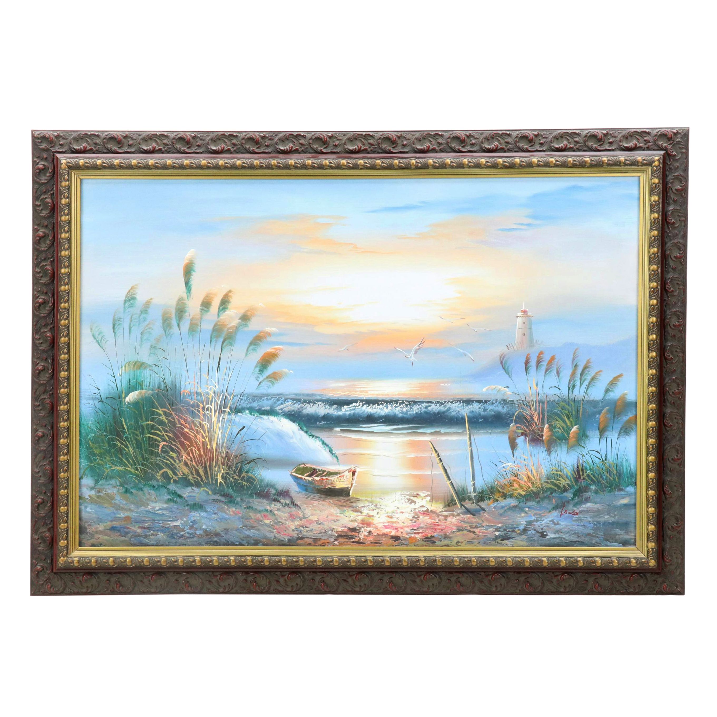 Coastal Landscape Oil Painting, 21st Century