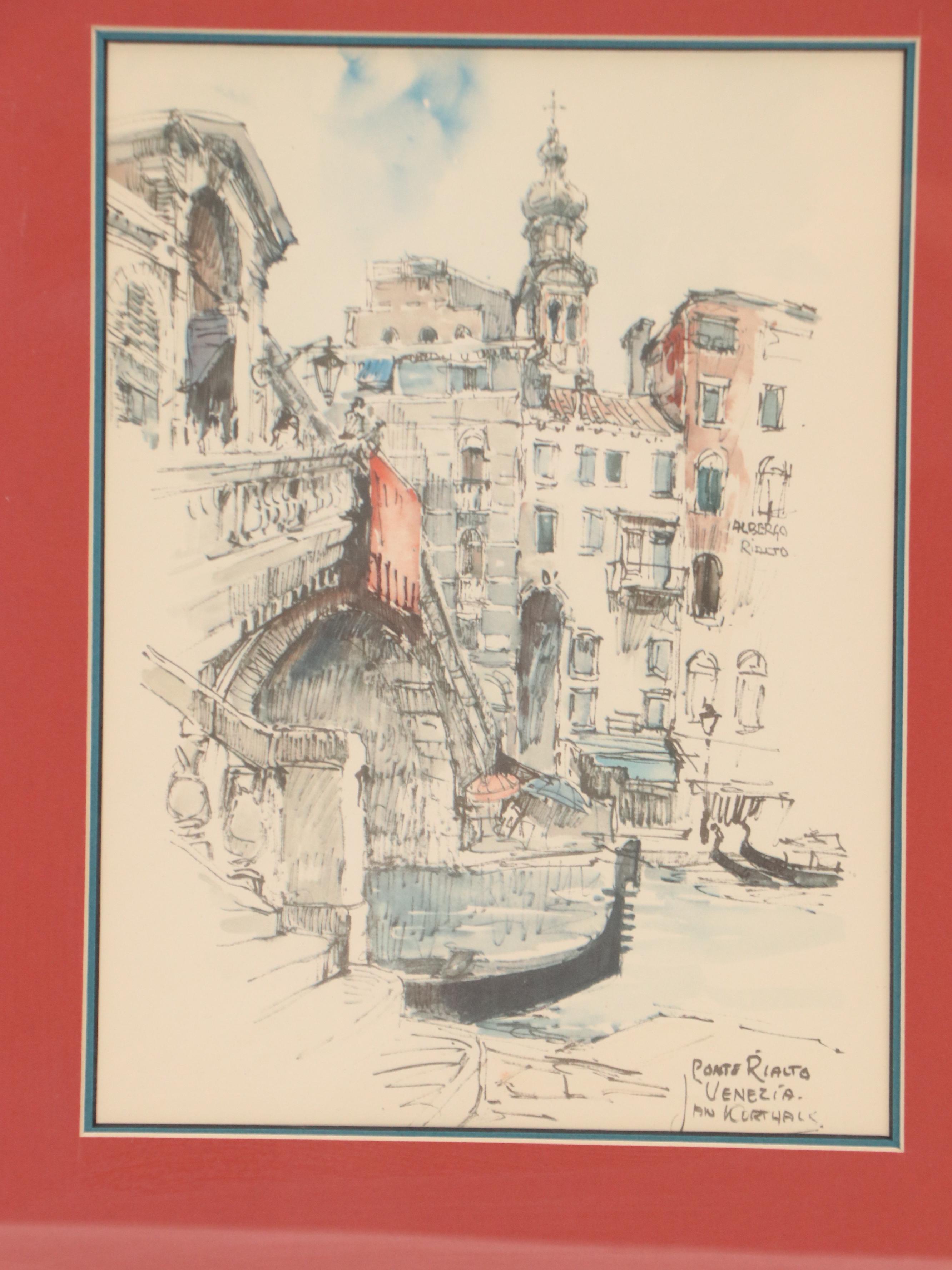 Offset Lithographs of Impressionist Inspired Venetian Scenes After Jan Korthals