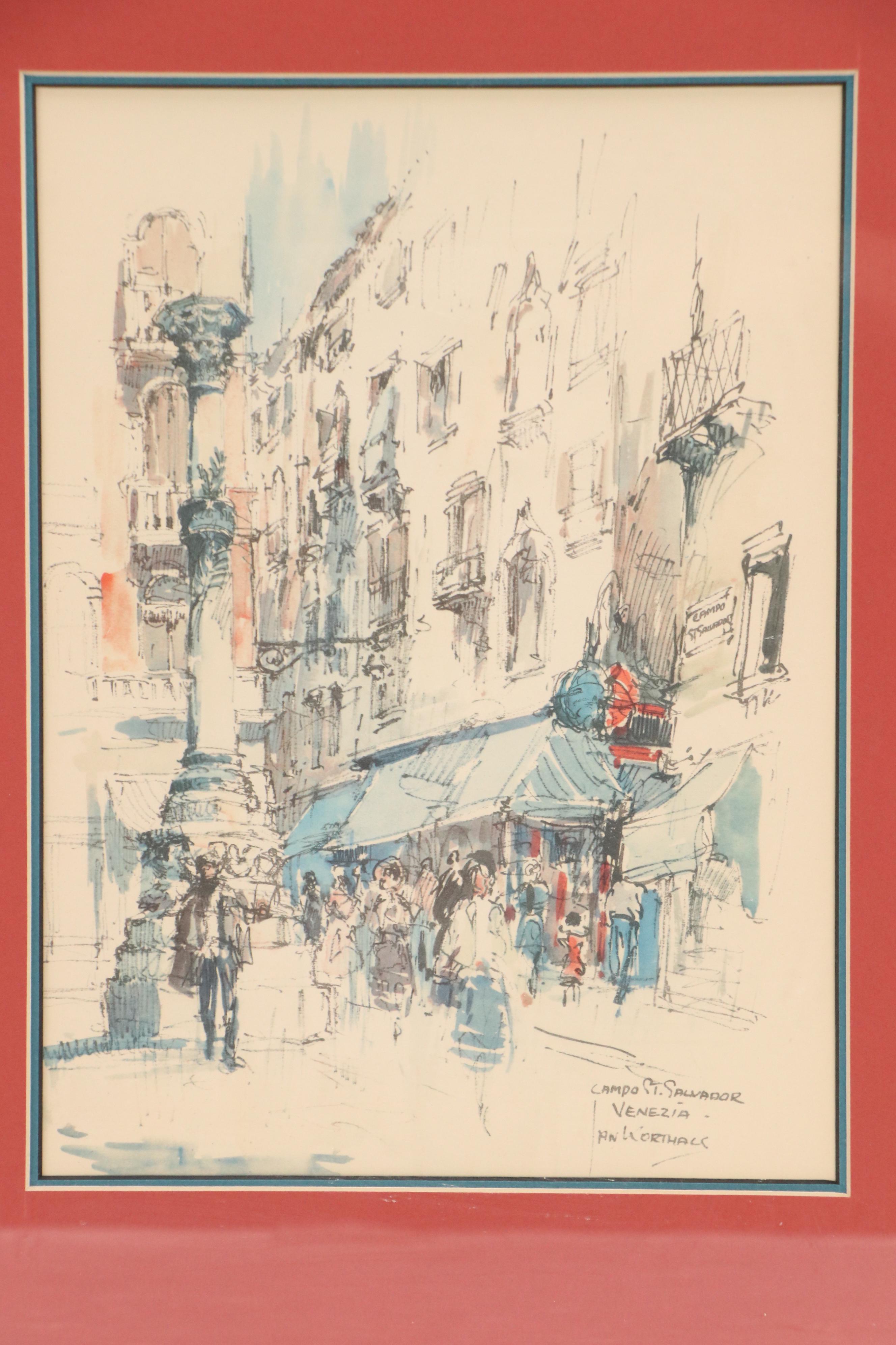 Offset Lithographs of Impressionist Inspired Venetian Scenes After Jan Korthals