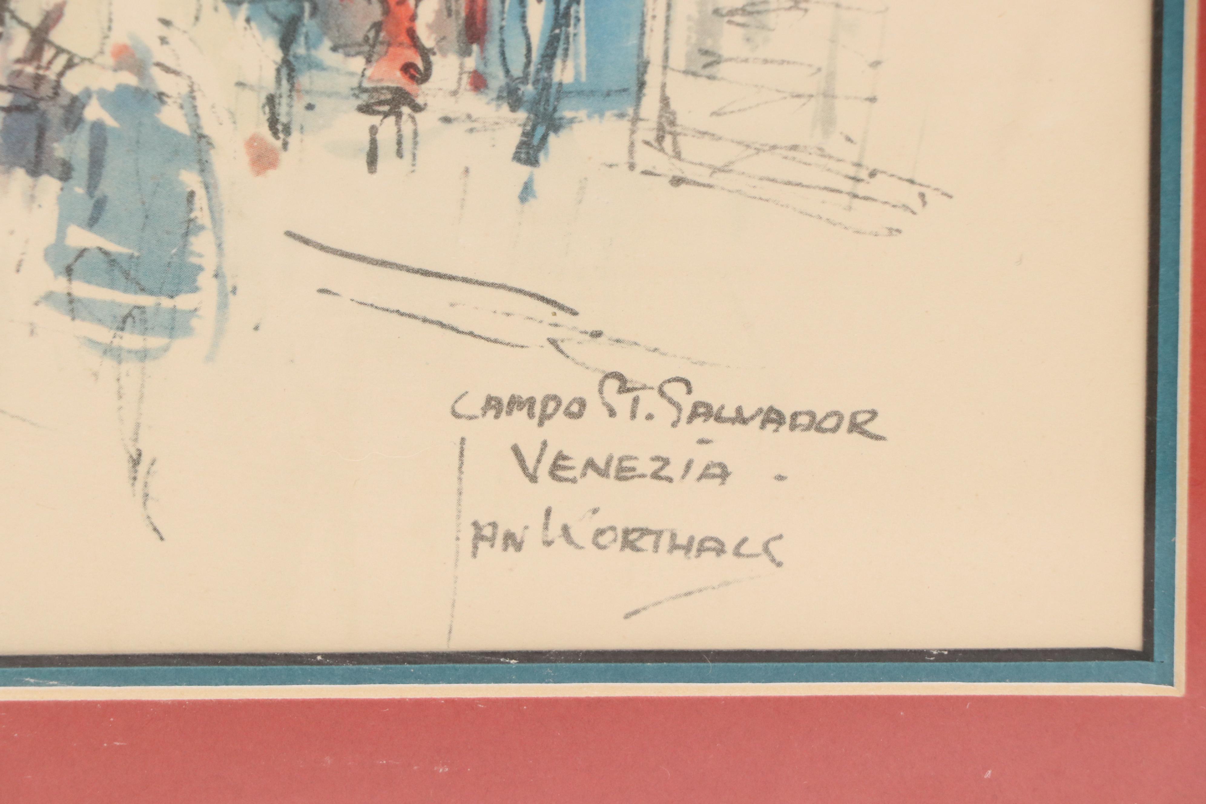 Offset Lithographs of Impressionist Inspired Venetian Scenes After Jan Korthals