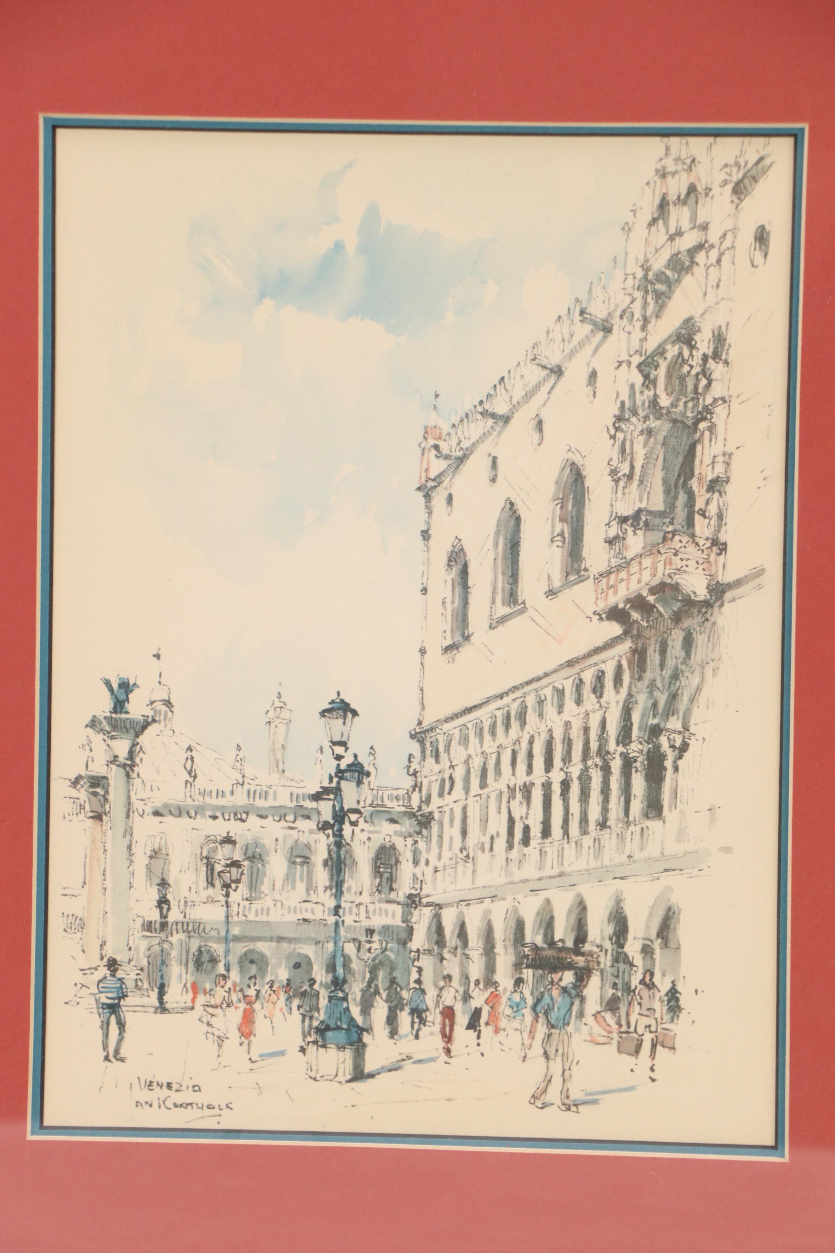 Offset Lithographs of Impressionist Inspired Venetian Scenes After Jan Korthals