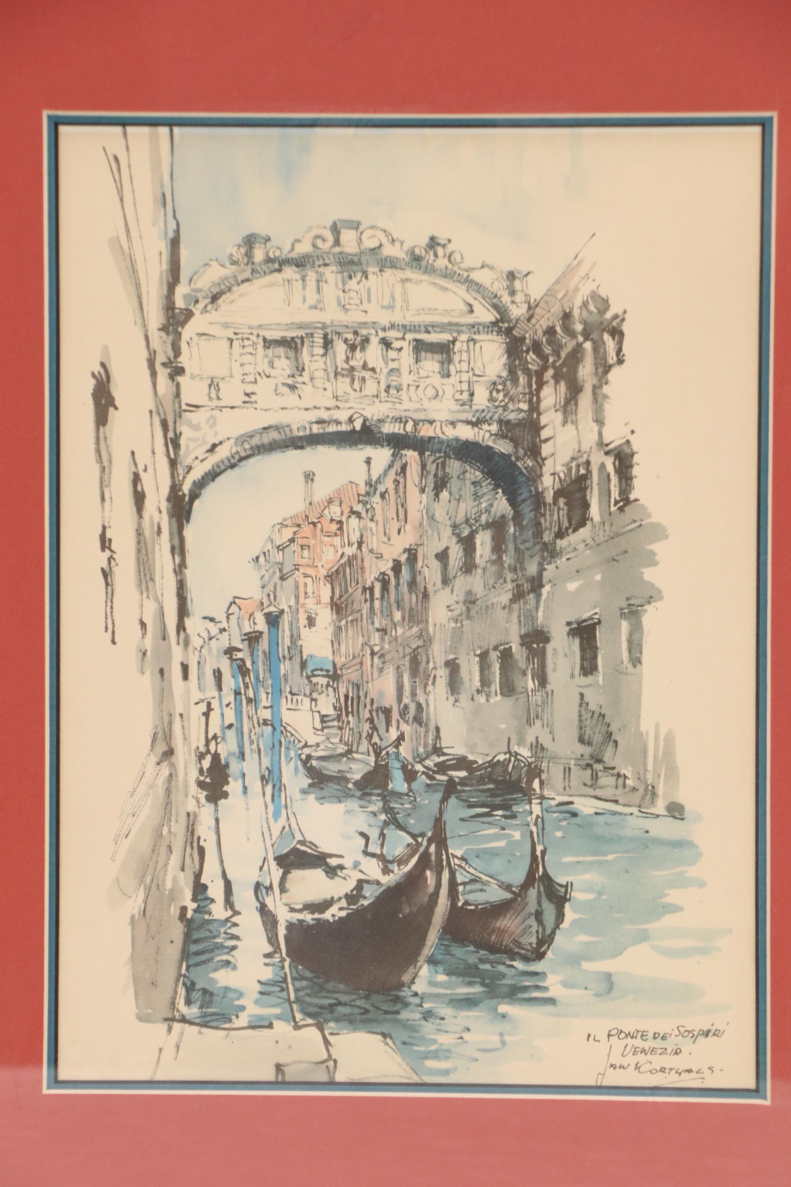 Offset Lithographs of Impressionist Inspired Venetian Scenes After Jan Korthals