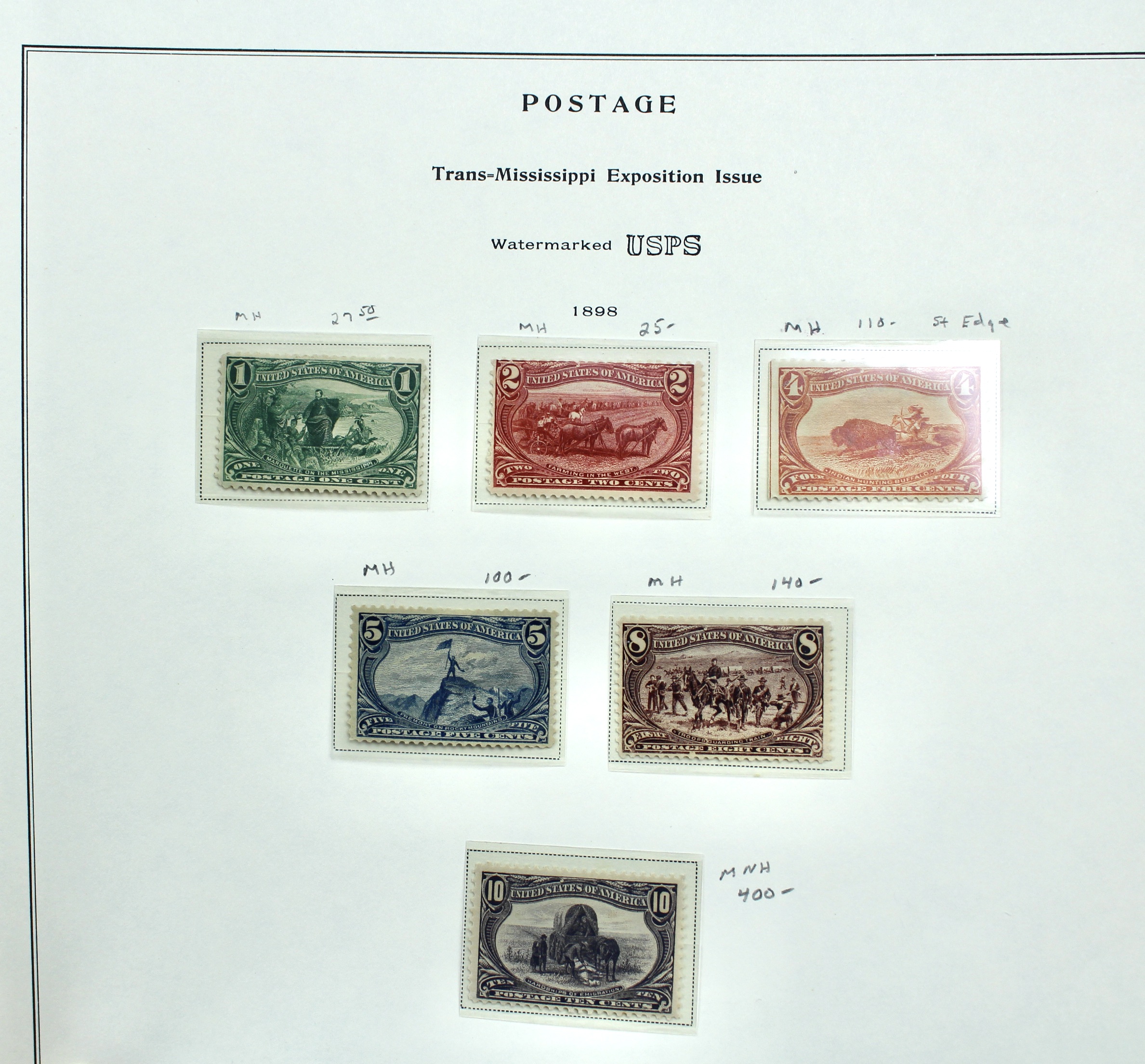 Six Mint Condition 1898 Trans-Mississippi Exposition Postage Stamps