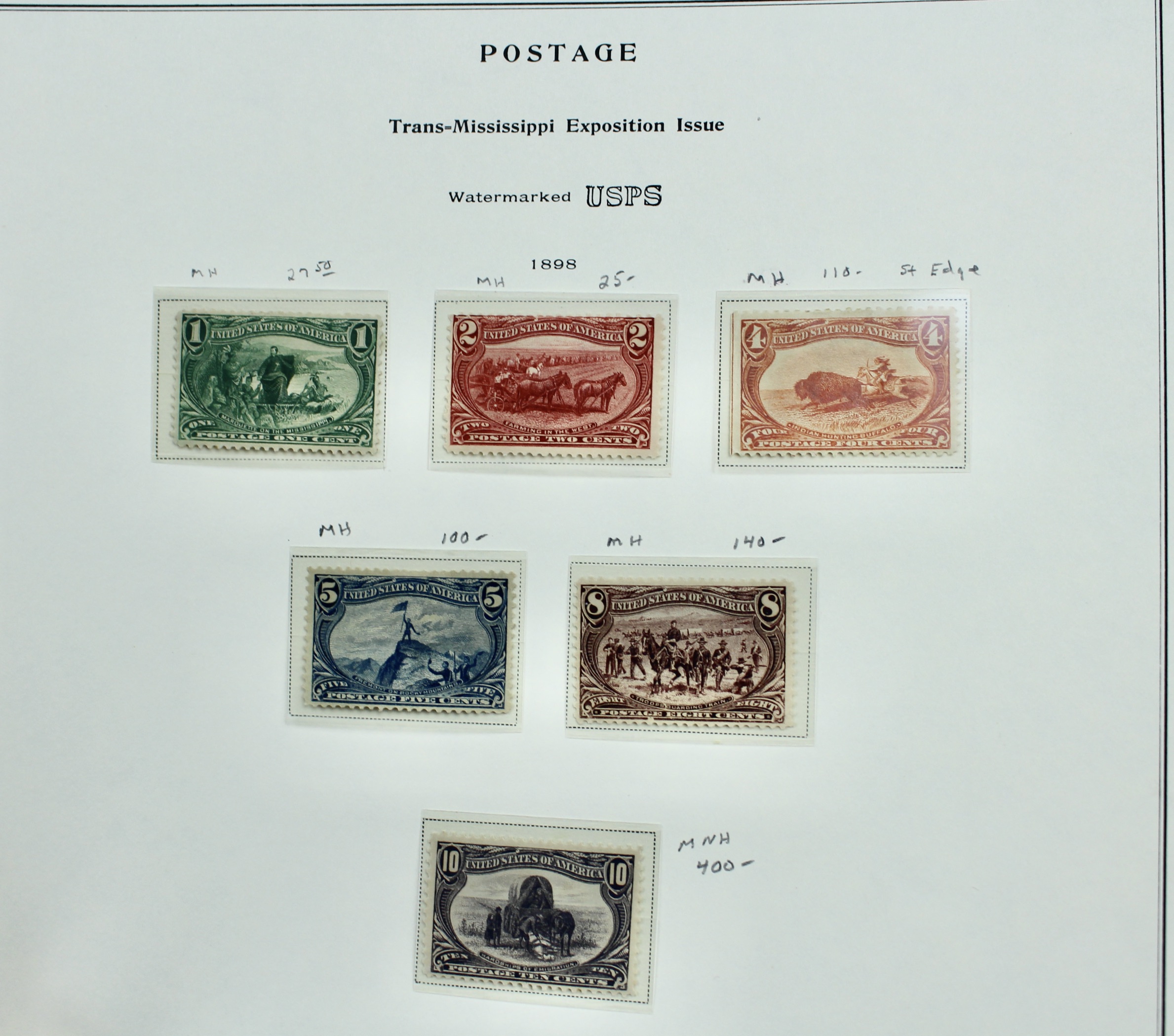 Six Mint Condition 1898 Trans-Mississippi Exposition Postage Stamps